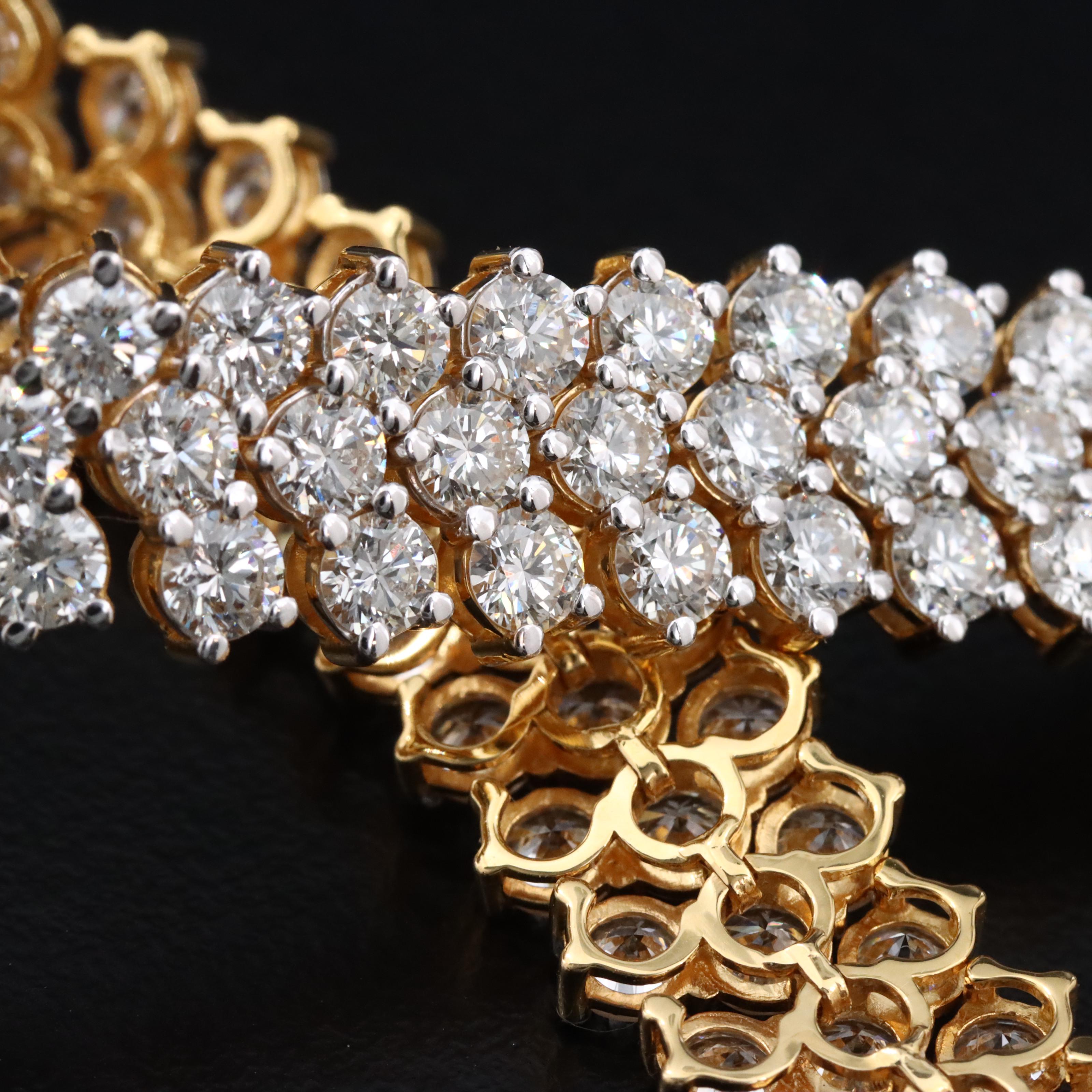 18K 12.06 CTW Diamond Triple Row Line Bracelet