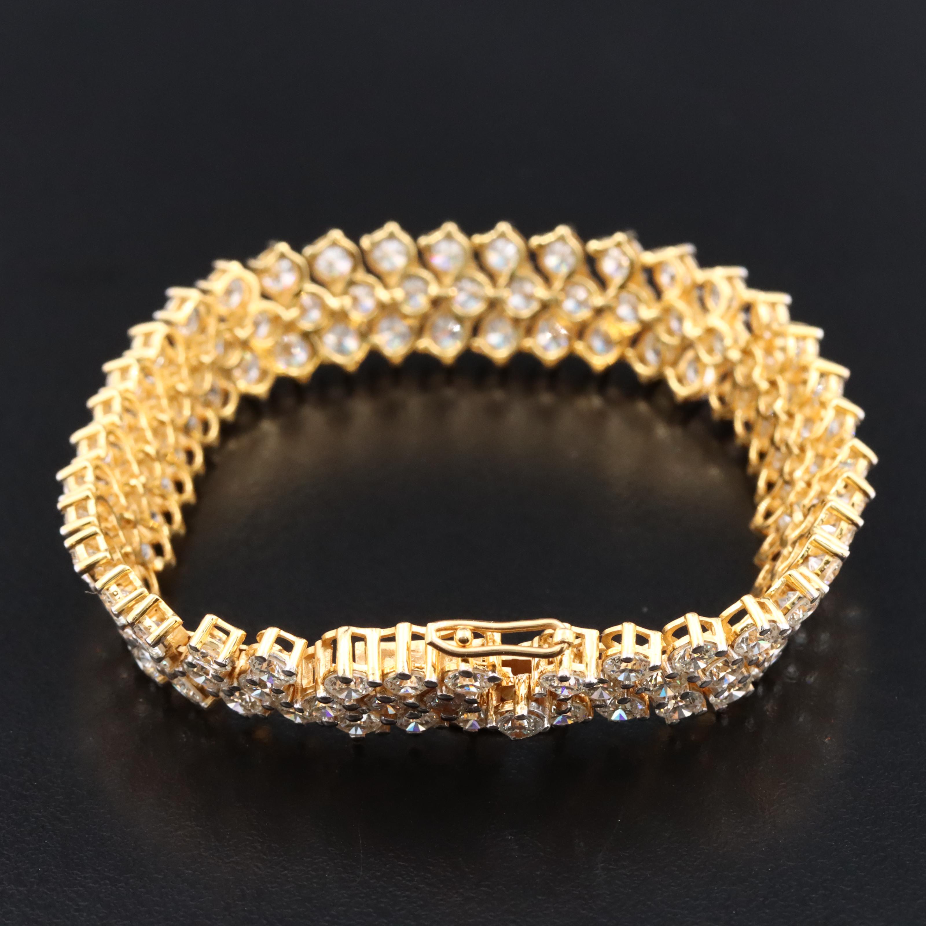 18K 12.06 CTW Diamond Triple Row Line Bracelet