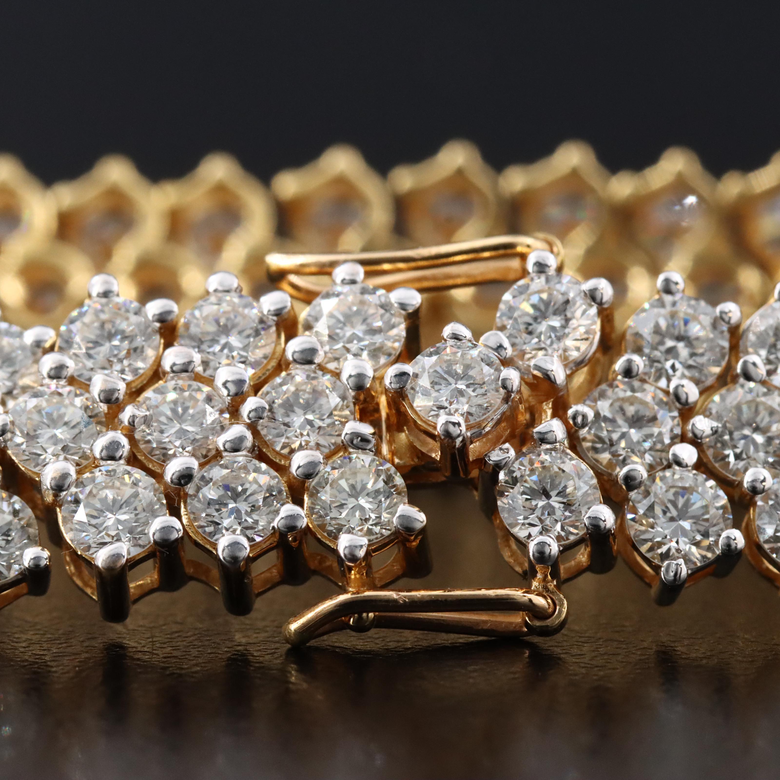 18K 12.06 CTW Diamond Triple Row Line Bracelet
