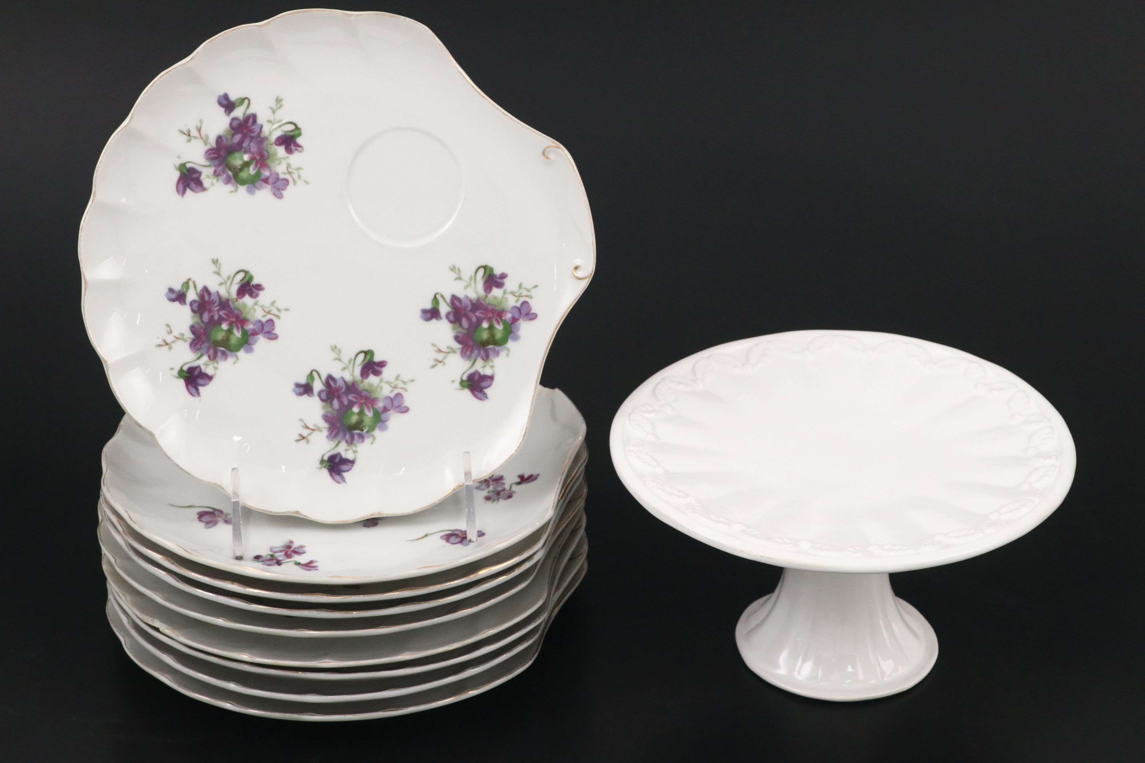 Ceriart and Other White Ceramic Serveware with Porcelain Floral Oyster Plates