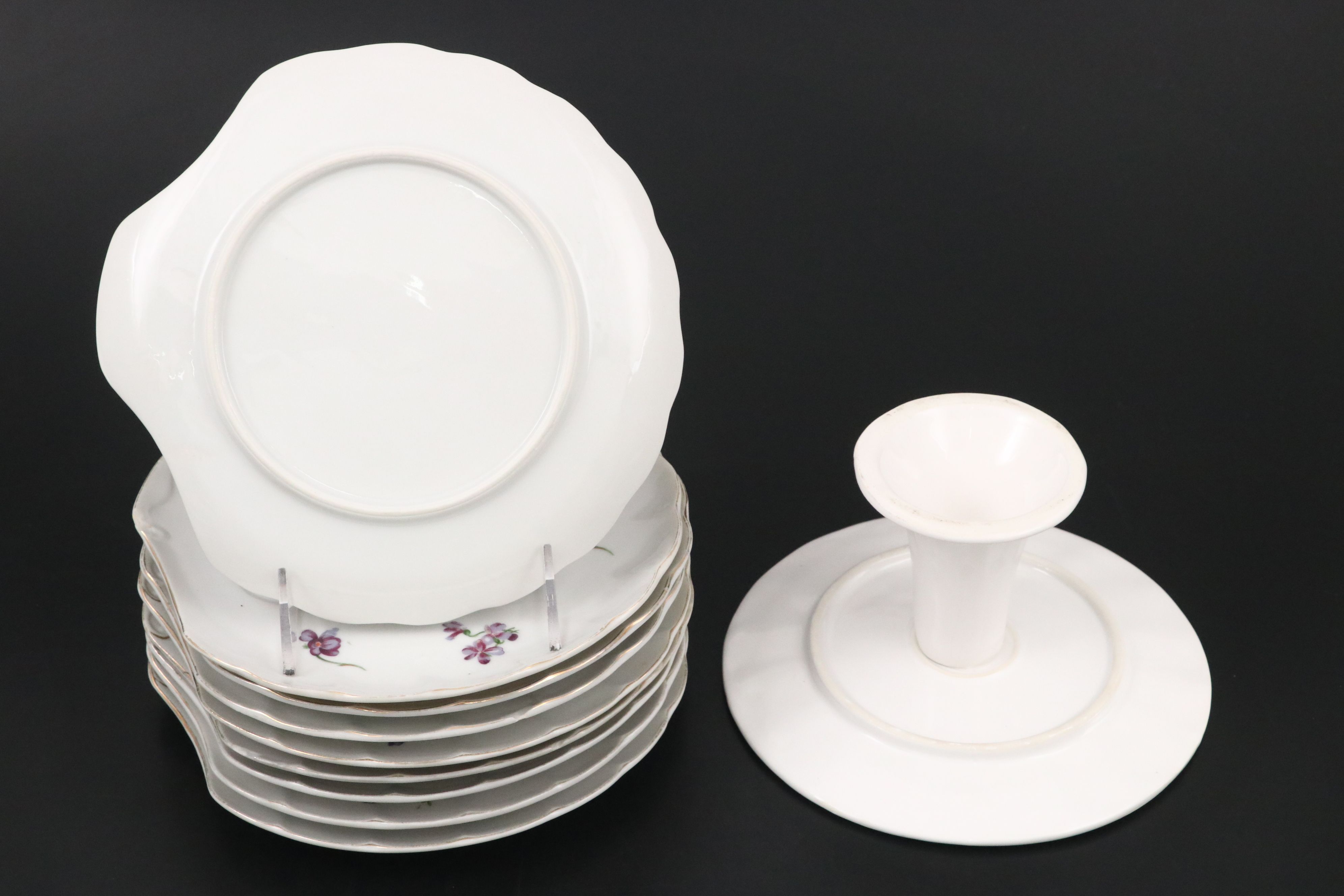 Ceriart and Other White Ceramic Serveware with Porcelain Floral Oyster Plates