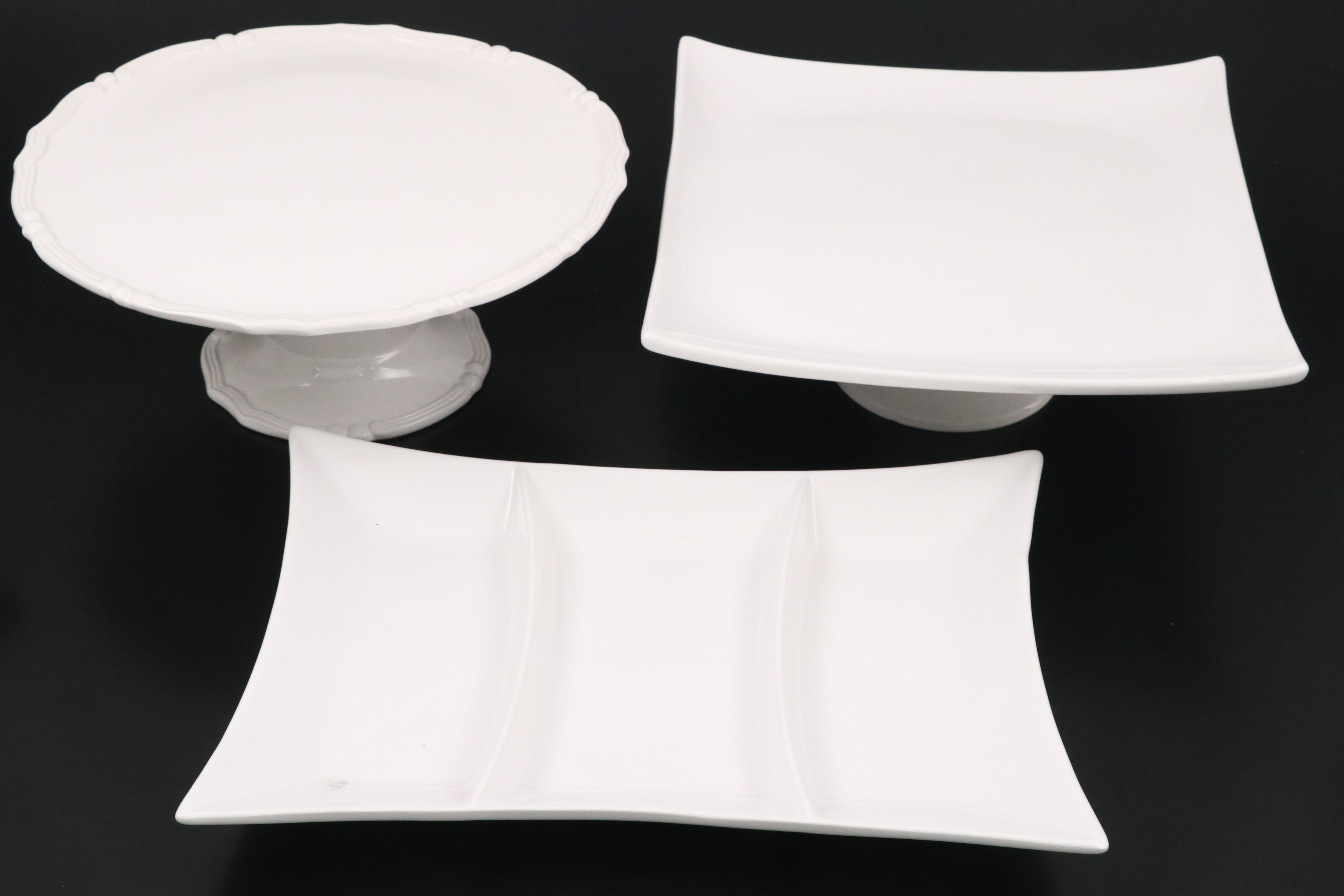 Ceriart and Other White Ceramic Serveware with Porcelain Floral Oyster Plates