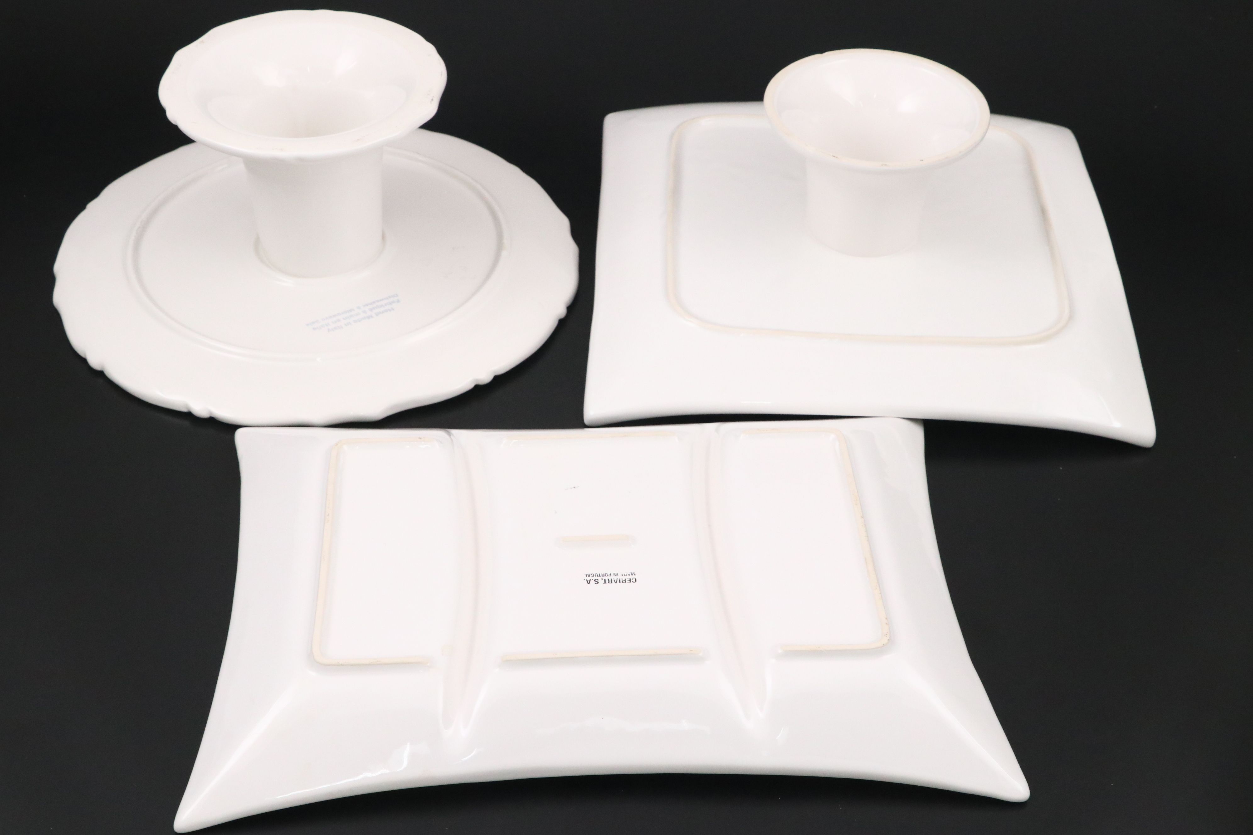 Ceriart and Other White Ceramic Serveware with Porcelain Floral Oyster Plates
