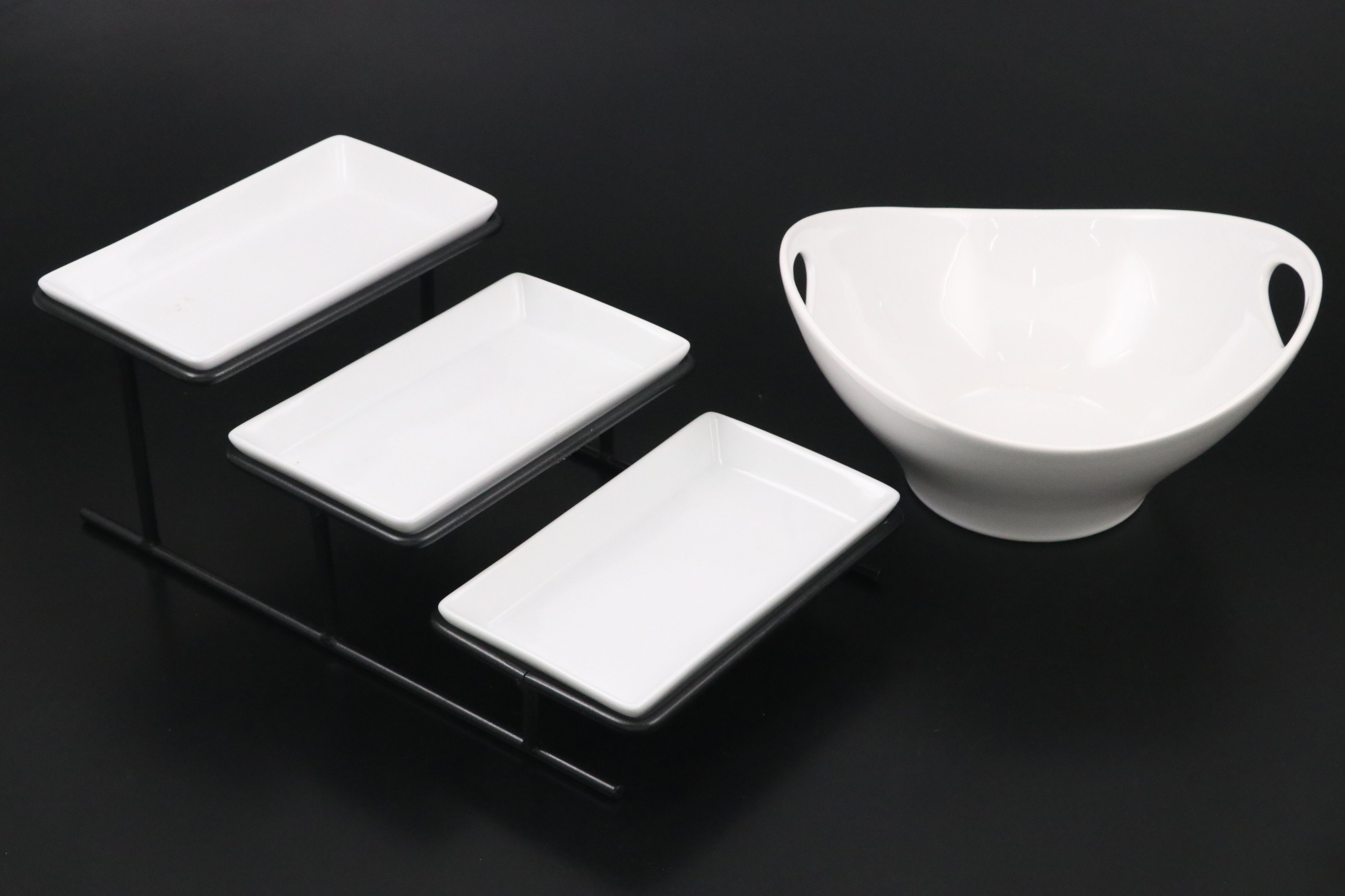 Ceriart and Other White Ceramic Serveware with Porcelain Floral Oyster Plates