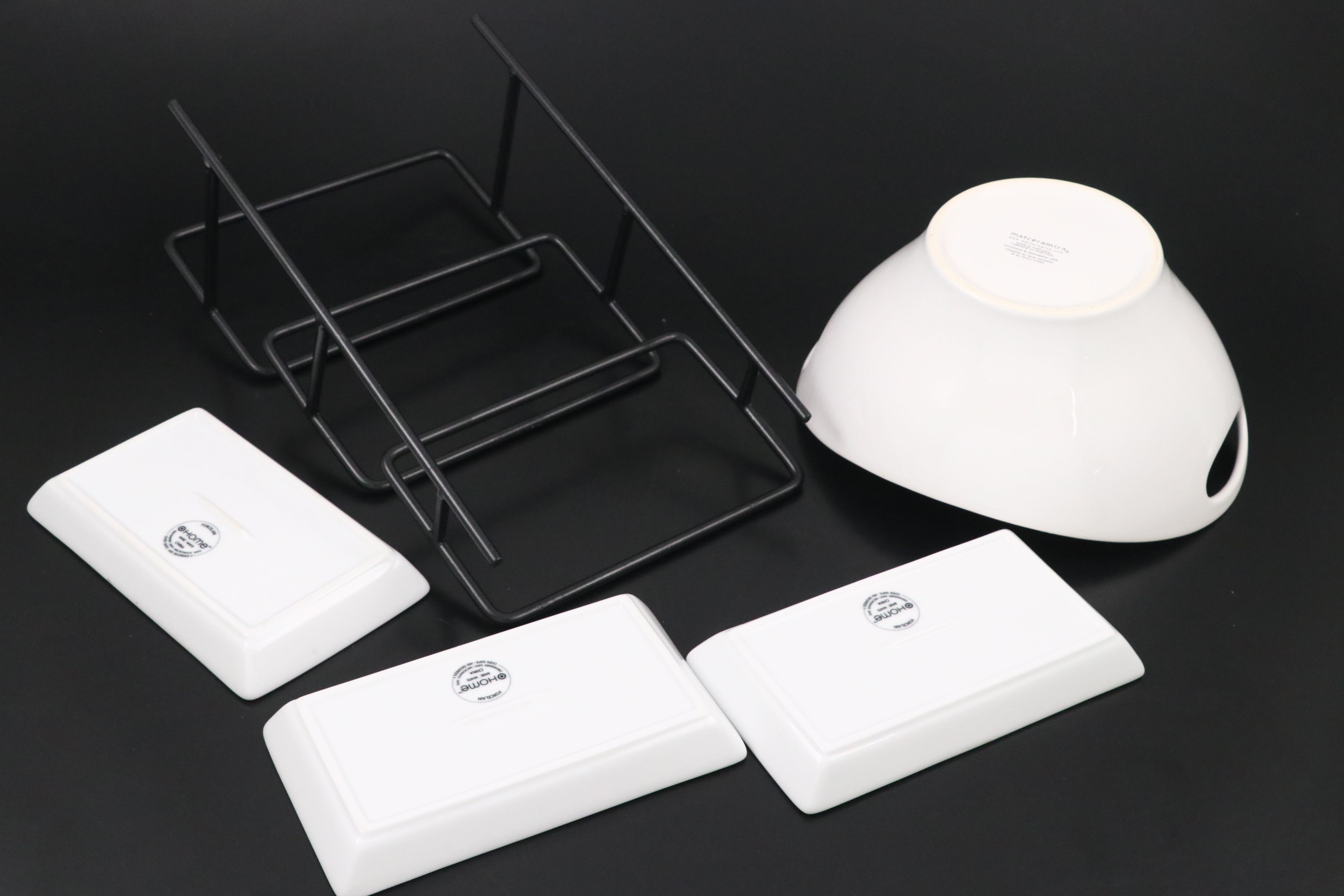 Ceriart and Other White Ceramic Serveware with Porcelain Floral Oyster Plates