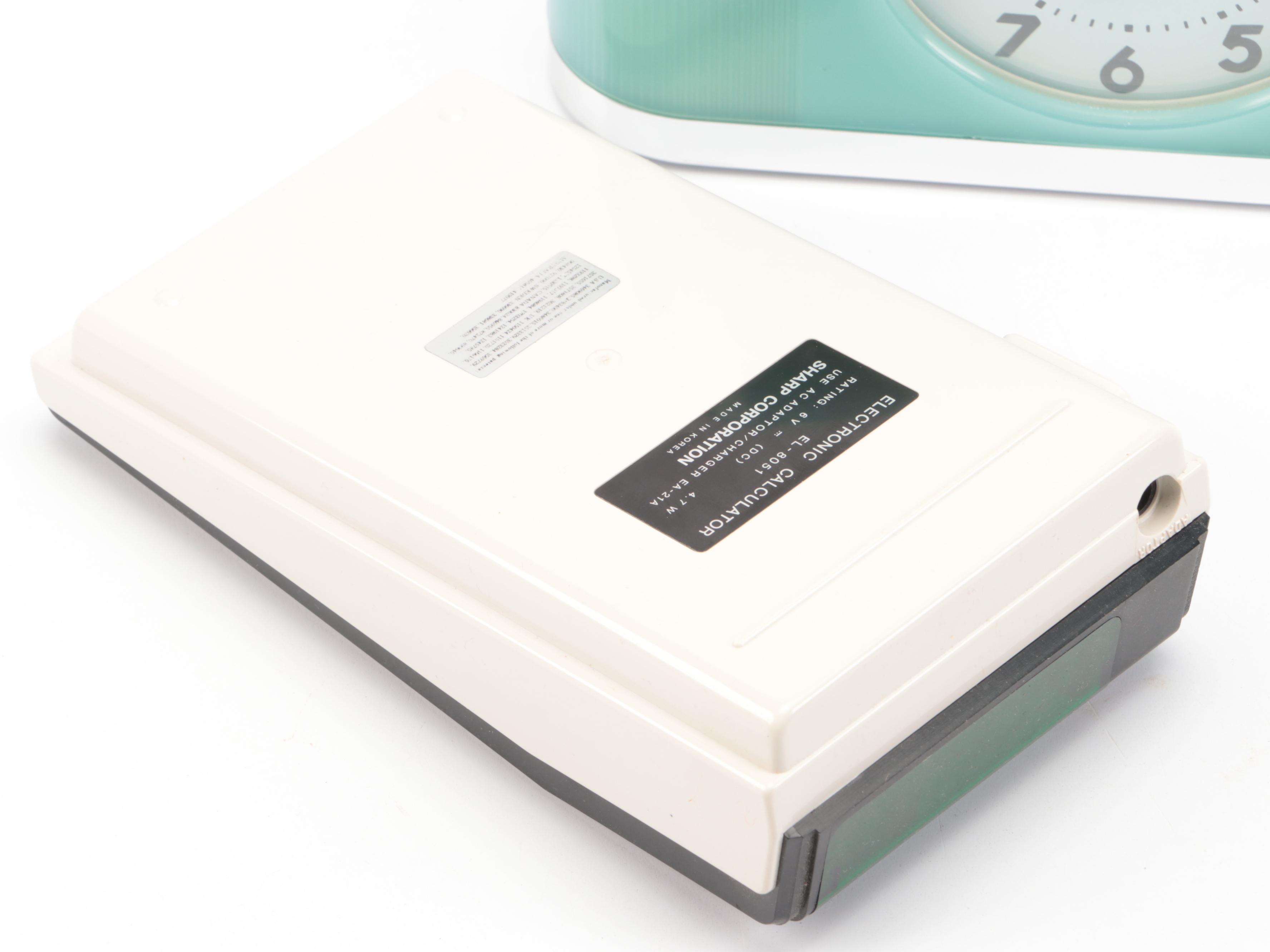 Big Ben Art Deco Style Moon Beam Alarm Clock with Sharp Electronic Calculator