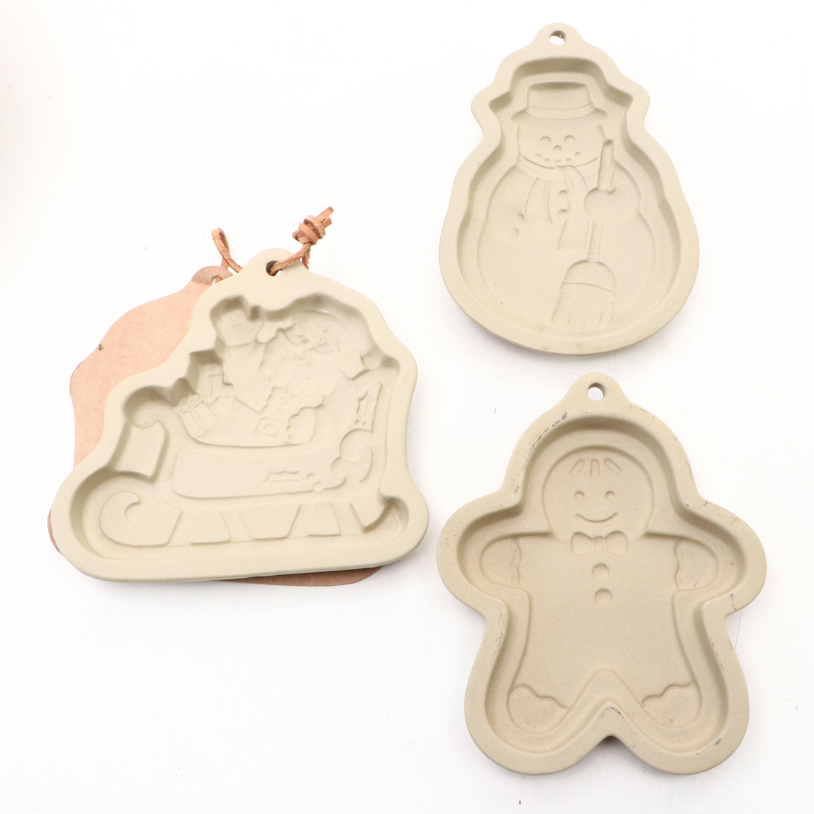 Longaberger and The Pampered Chef Stoneware Cookie Molds and Baking Dishes