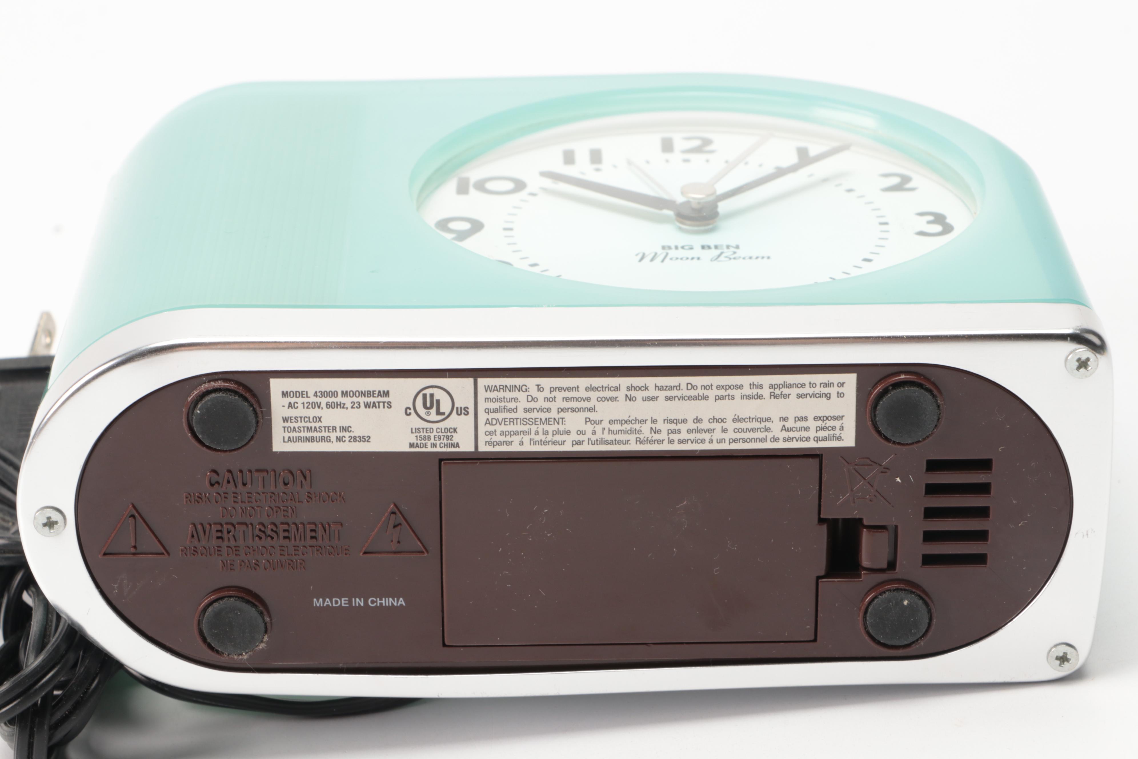 Big Ben Art Deco Style Moon Beam Alarm Clock with Sharp Electronic Calculator