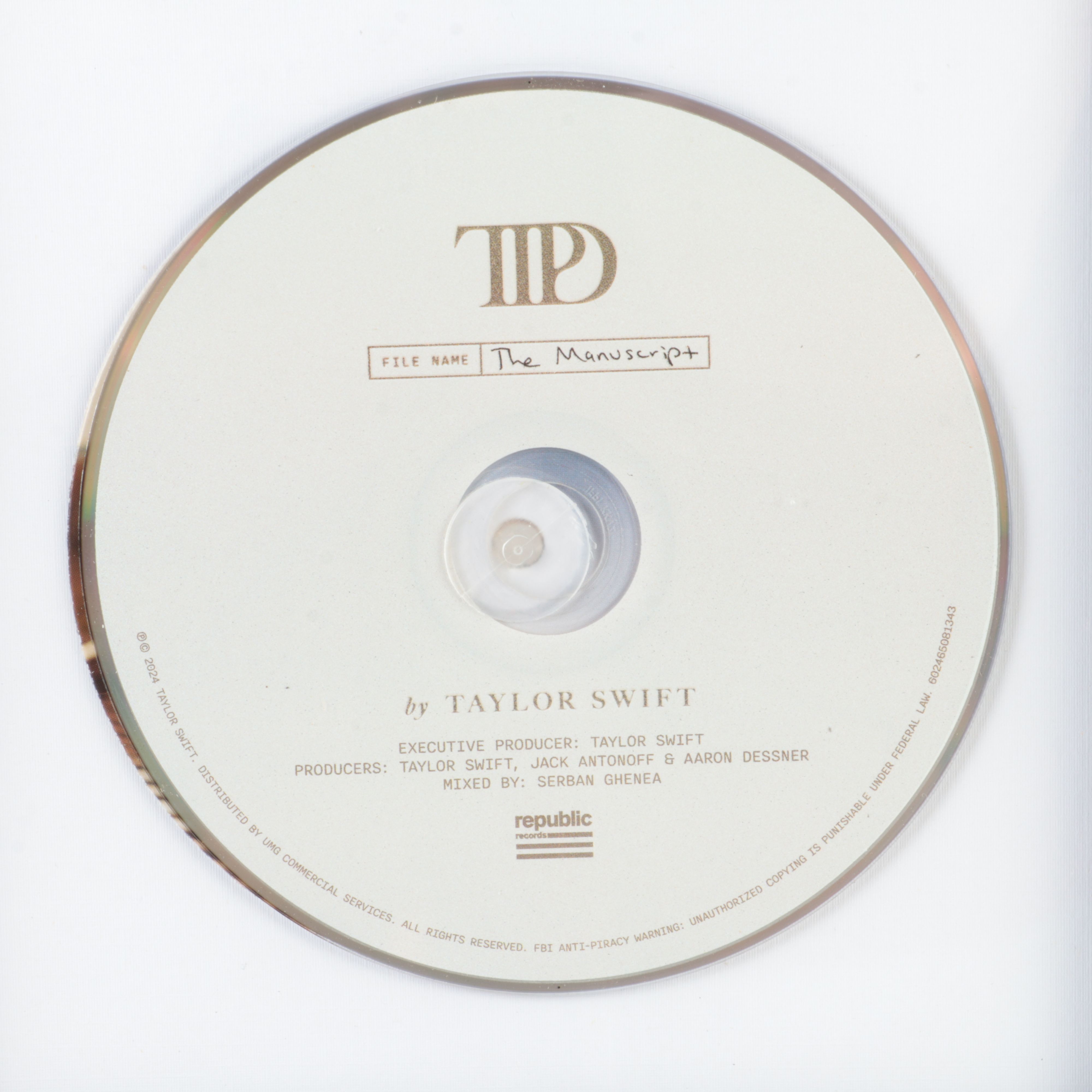 Taylor Swift Signed "The Tortured Poets Department" CD Card in Frame