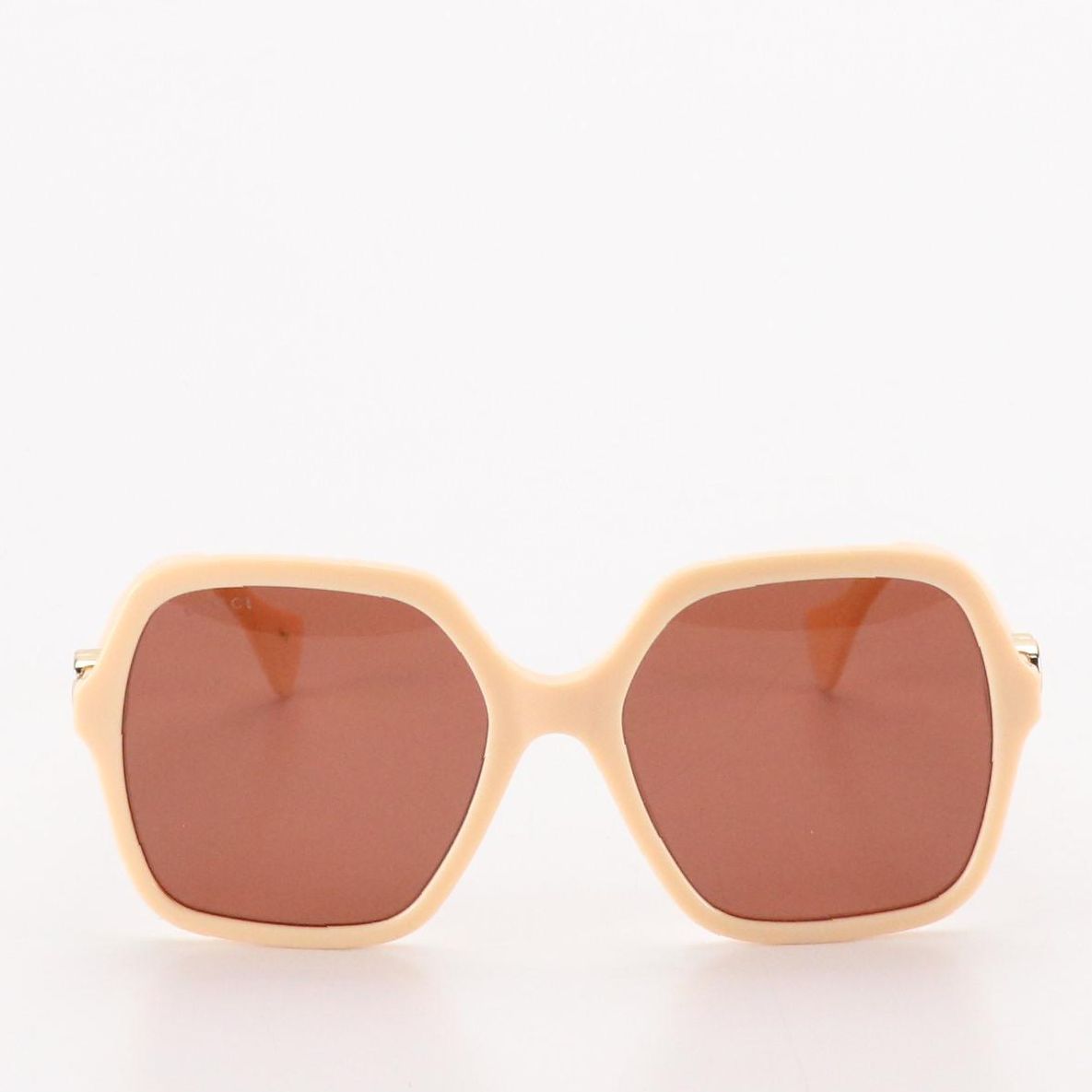 Gucci GG1072S Oversized Square Ivory Framed and Brown Lens Sunglasses with Case