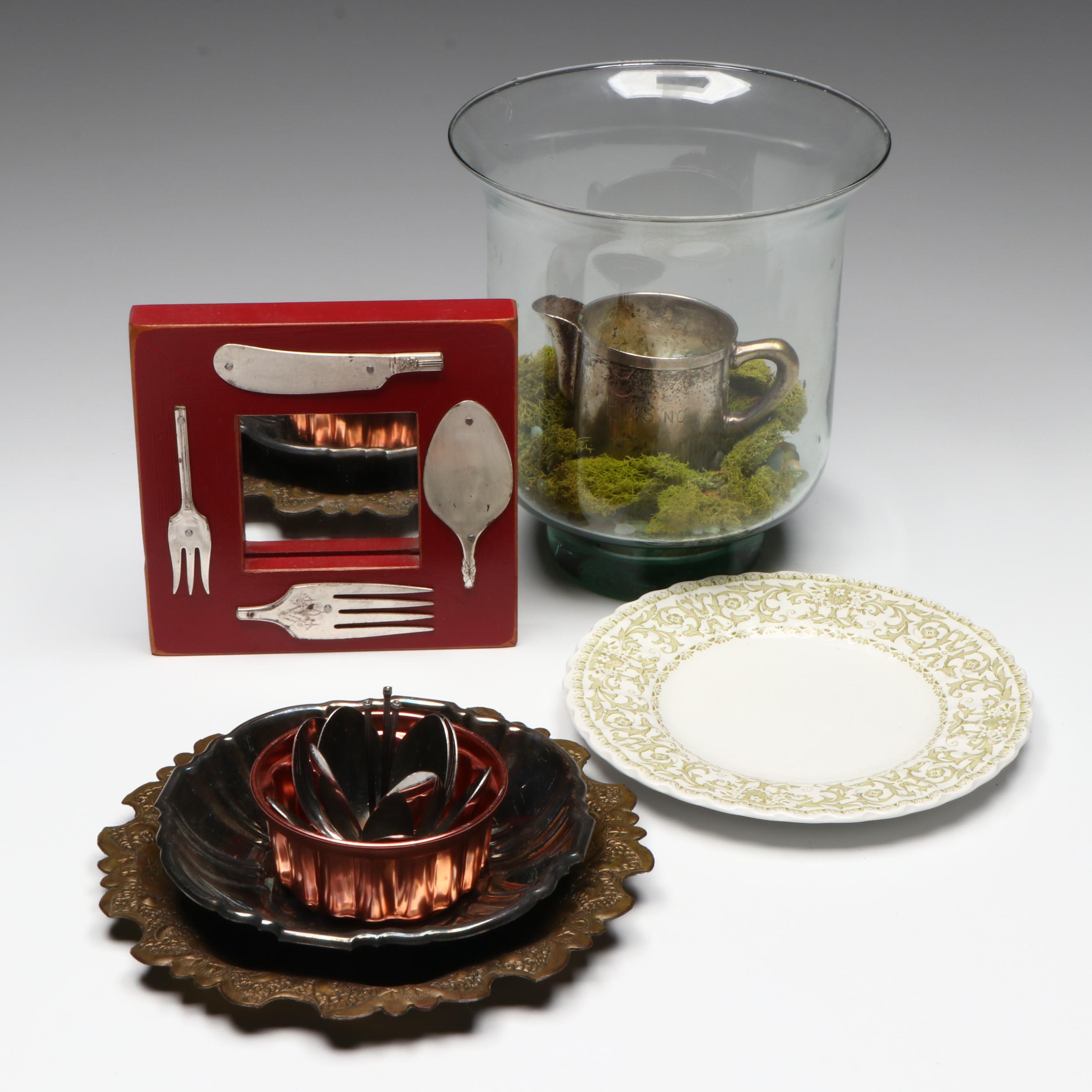 J and G Meakin "Forum Green" Porcelain Underplate with Other Handcrafted Décor