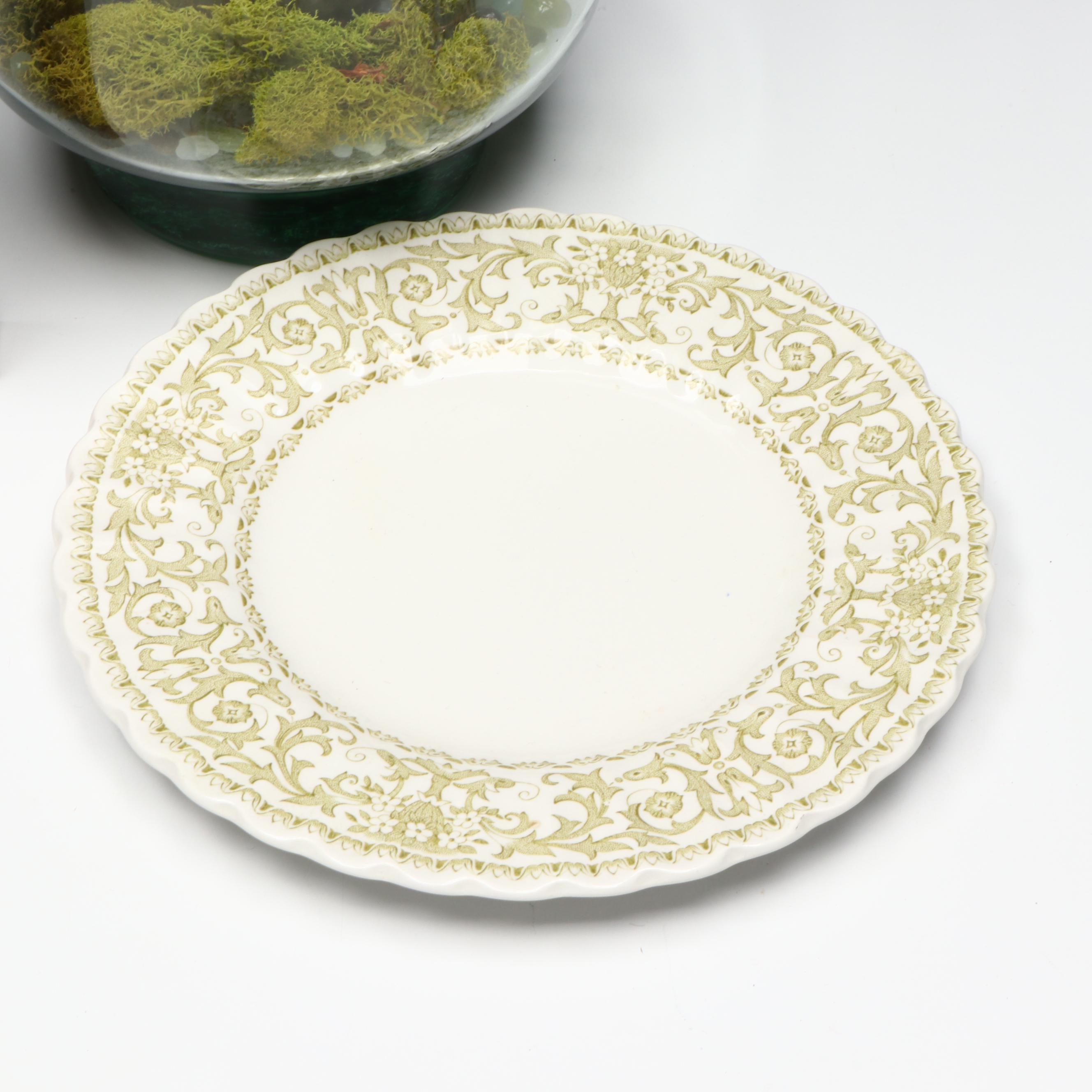 J and G Meakin "Forum Green" Porcelain Underplate with Other Handcrafted Décor