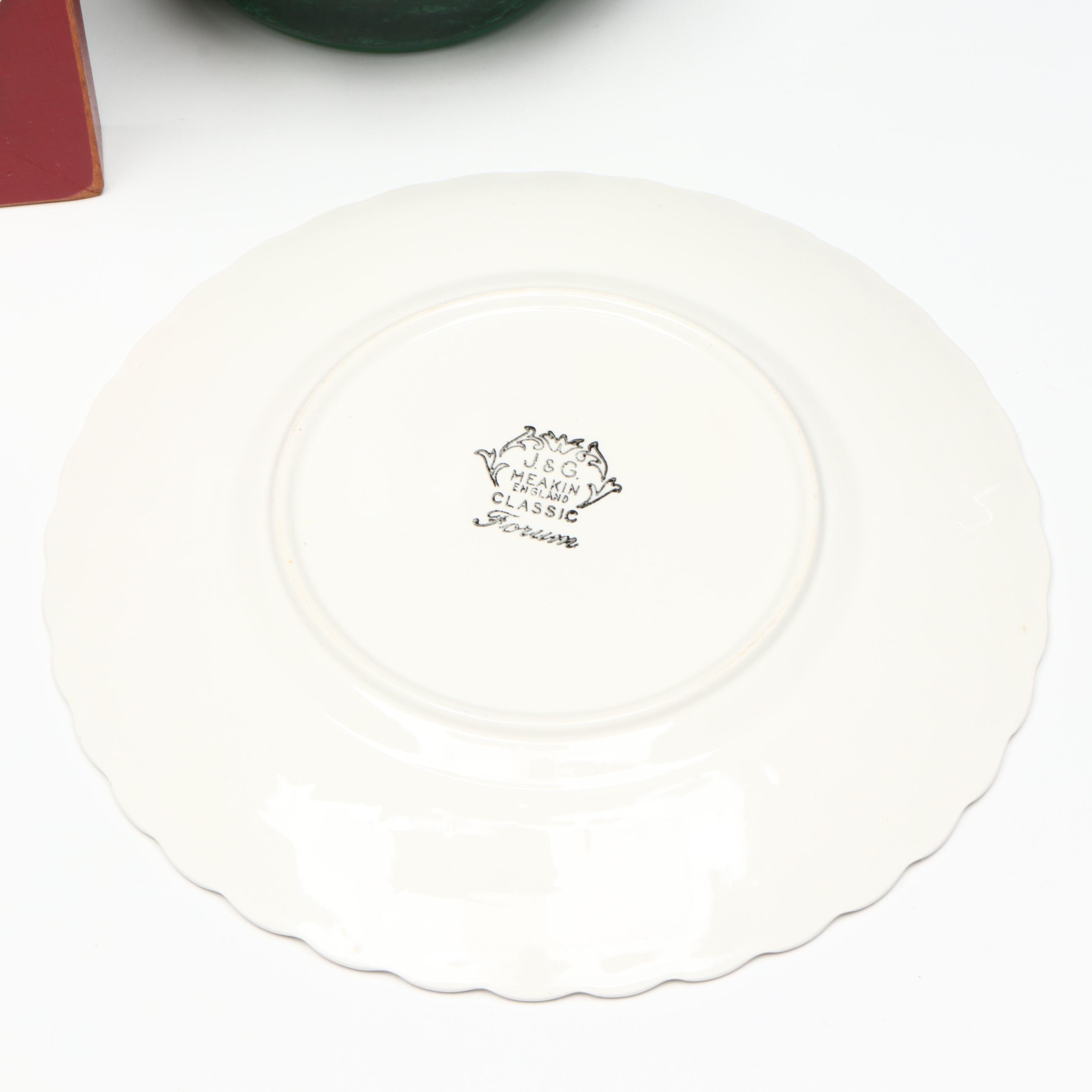 J and G Meakin "Forum Green" Porcelain Underplate with Other Handcrafted Décor
