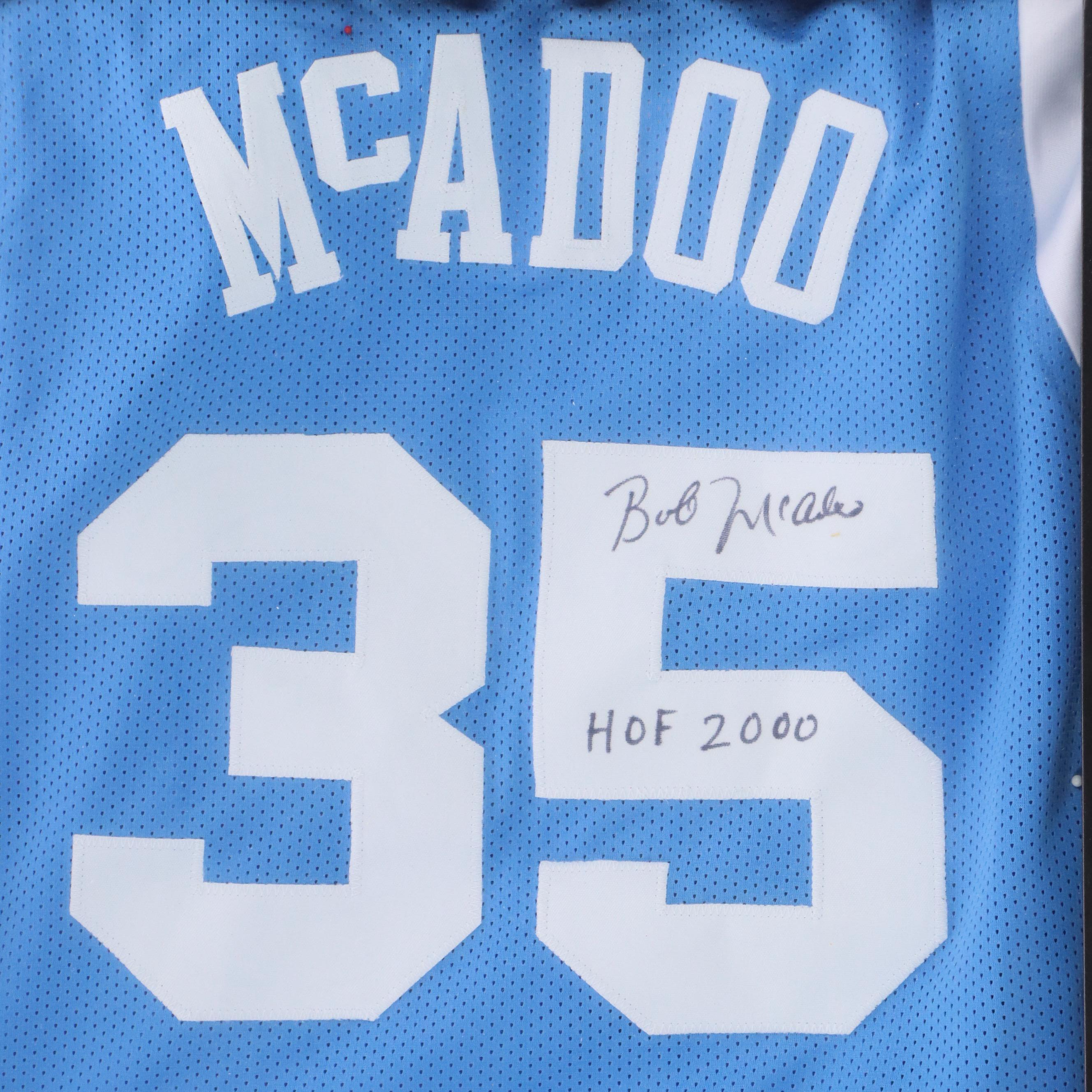 Bob McAdoo Signed University of North Carolina Basketball Jersey with Shadowbox
