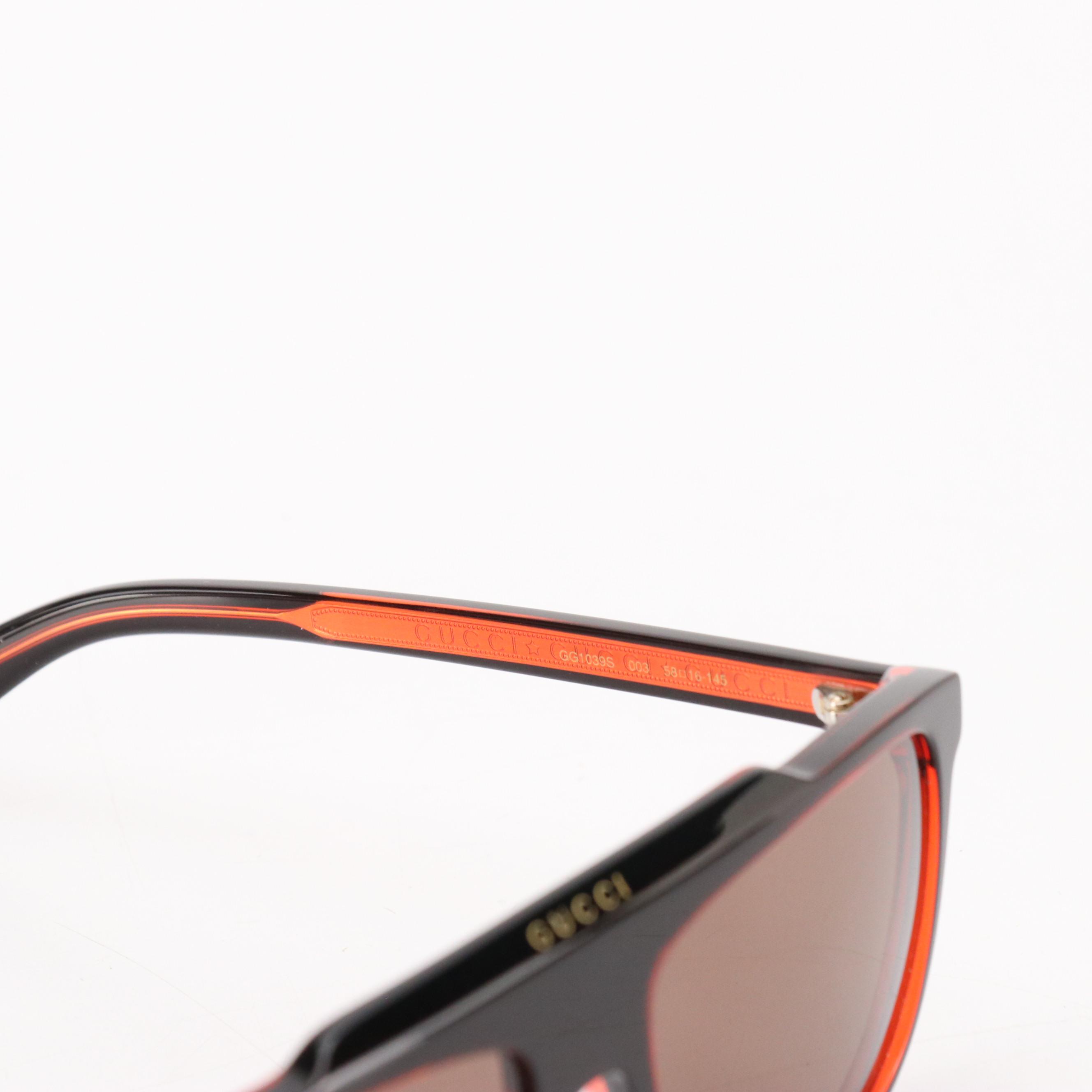 Gucci GG1039S Black/Brown Square Sunglasses with Case