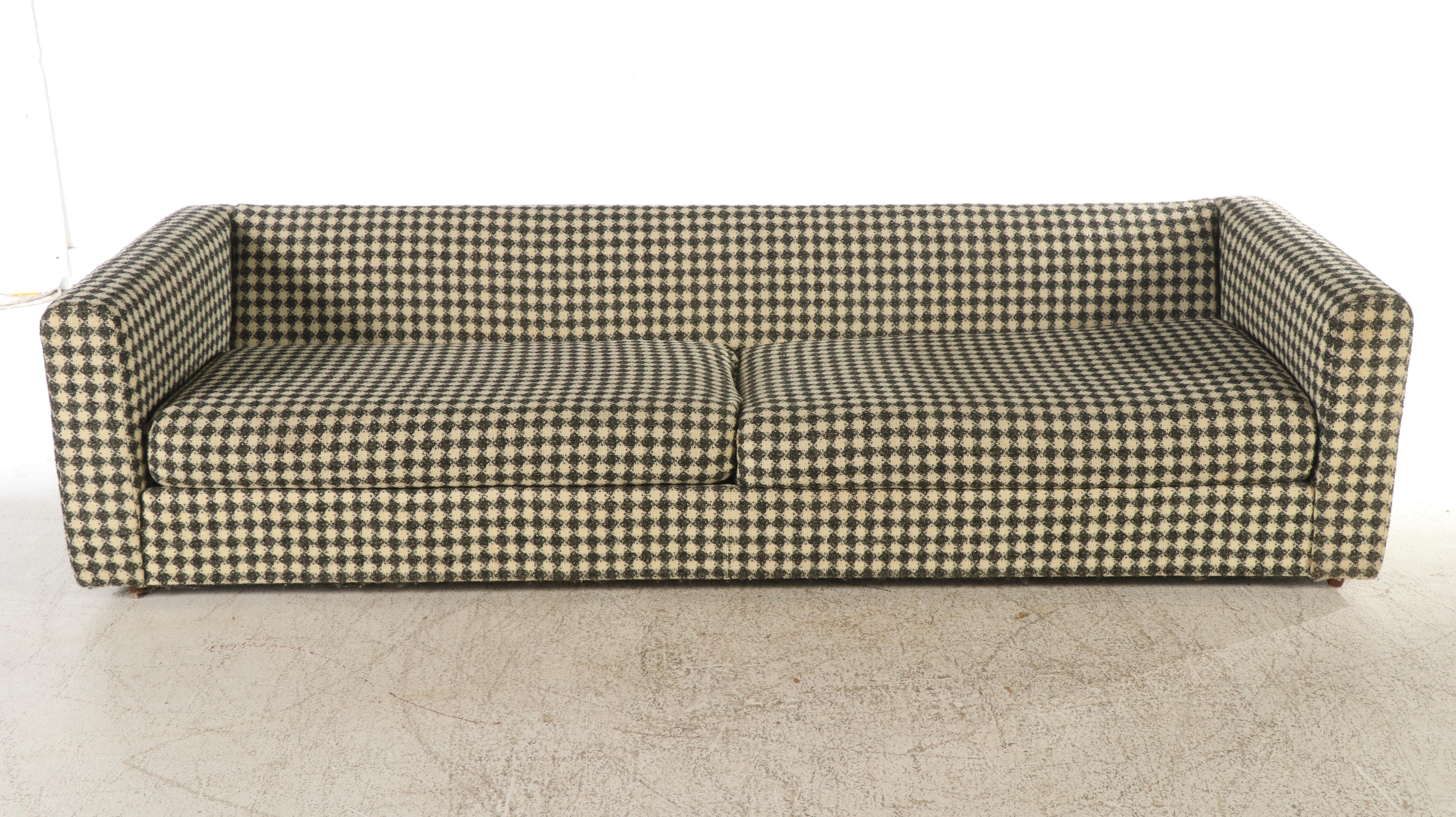 Rowe Furniture Mid Century Modern Woven Checkered Sofa