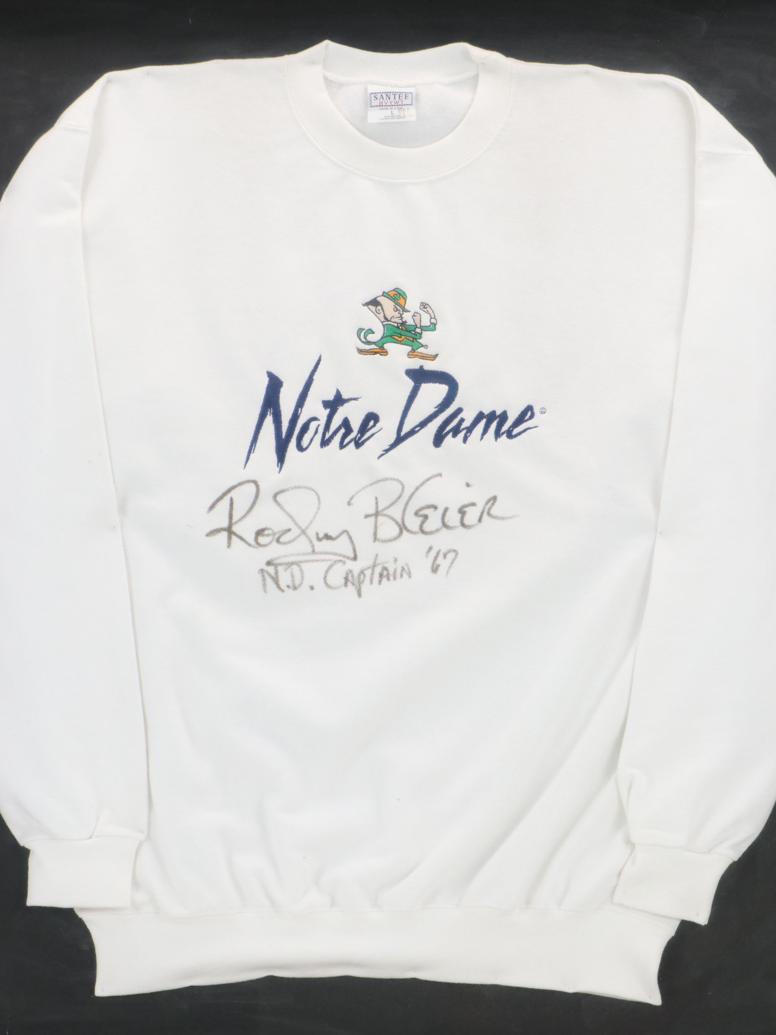 Rocky Bleier Signed "N.D. Captain '67", Notre Dame Sweatshirt in Frame