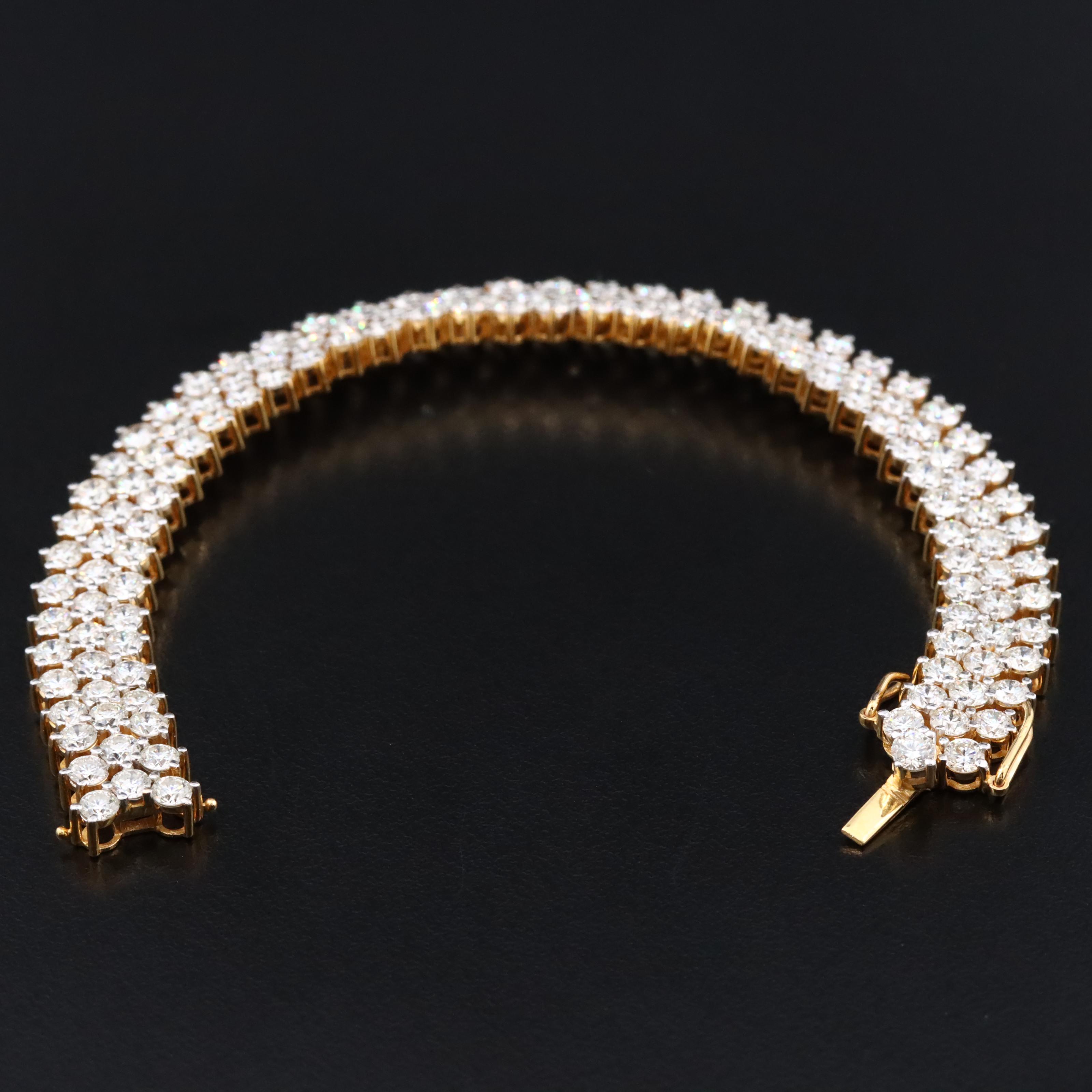 18K 10.85 CTW Diamond Three-Row Bracelet