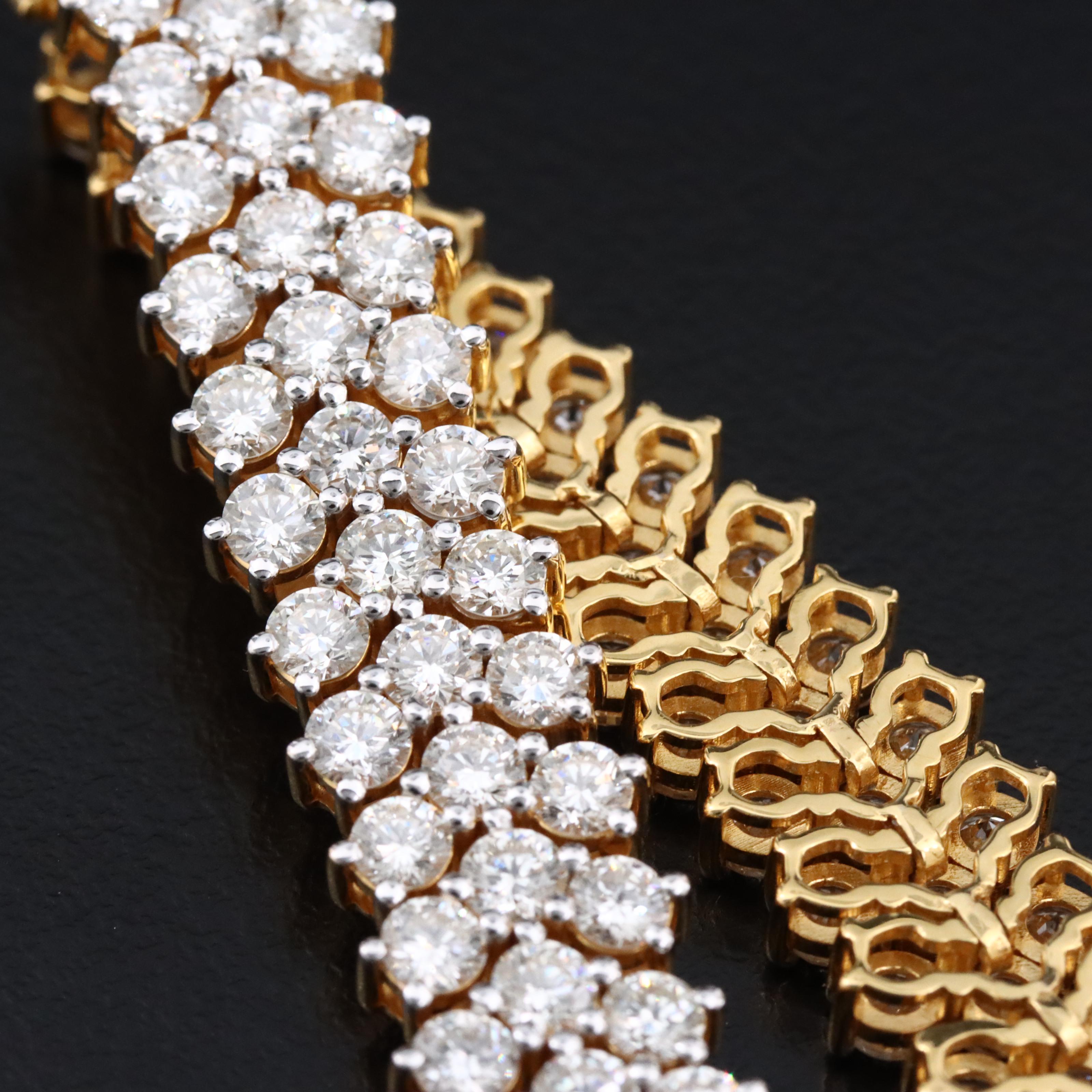 18K 10.85 CTW Diamond Three-Row Bracelet