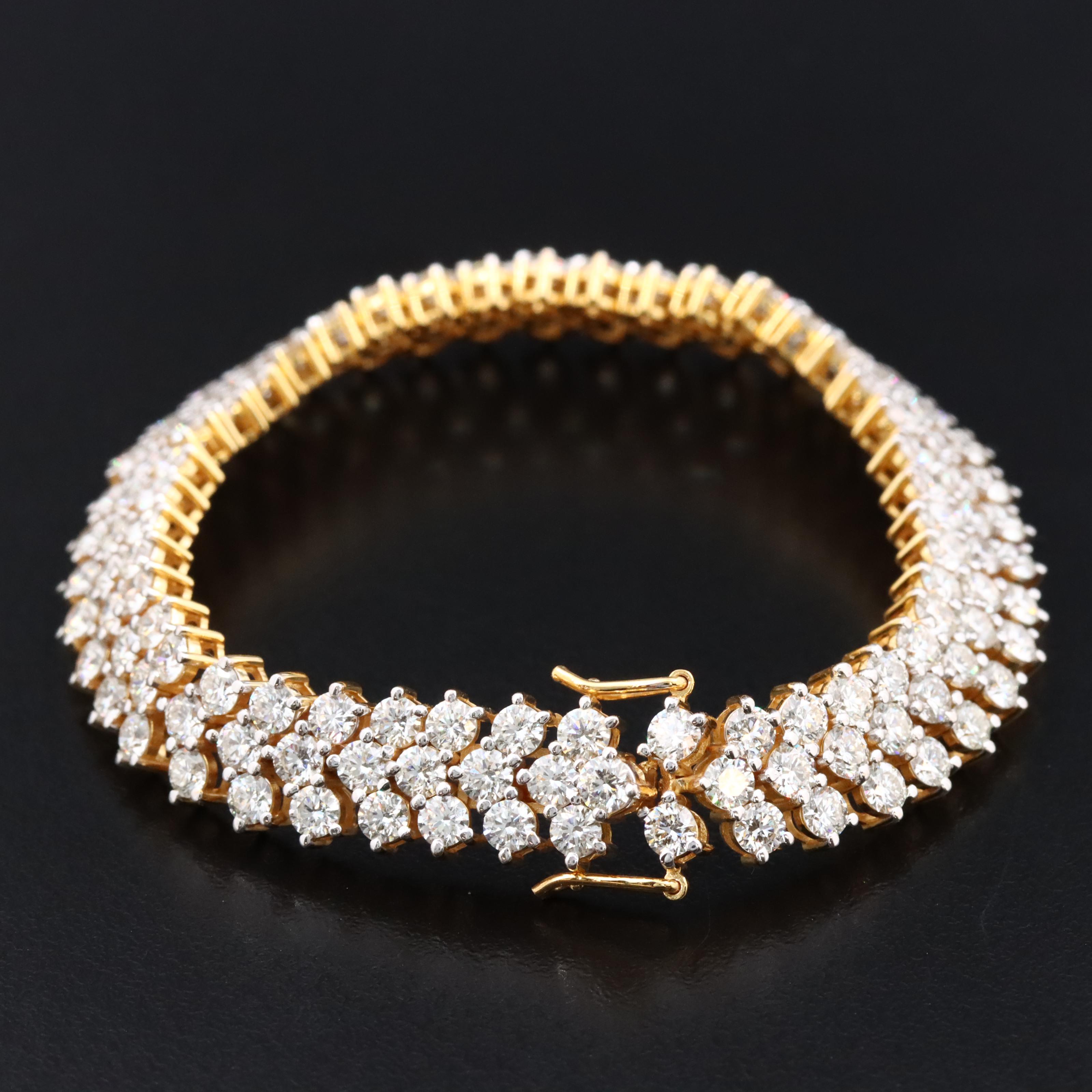 18K 10.85 CTW Diamond Three-Row Bracelet