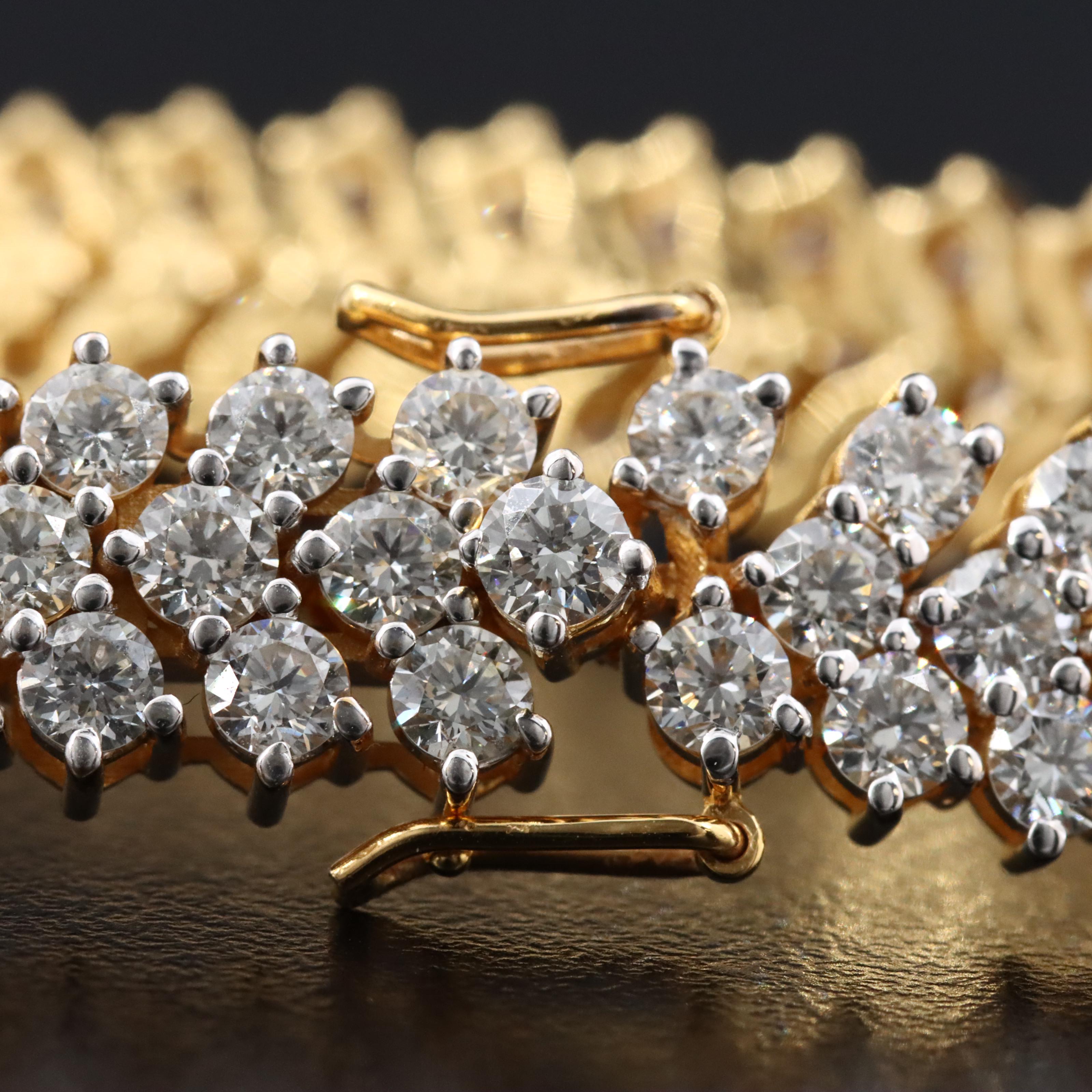 18K 10.85 CTW Diamond Three-Row Bracelet