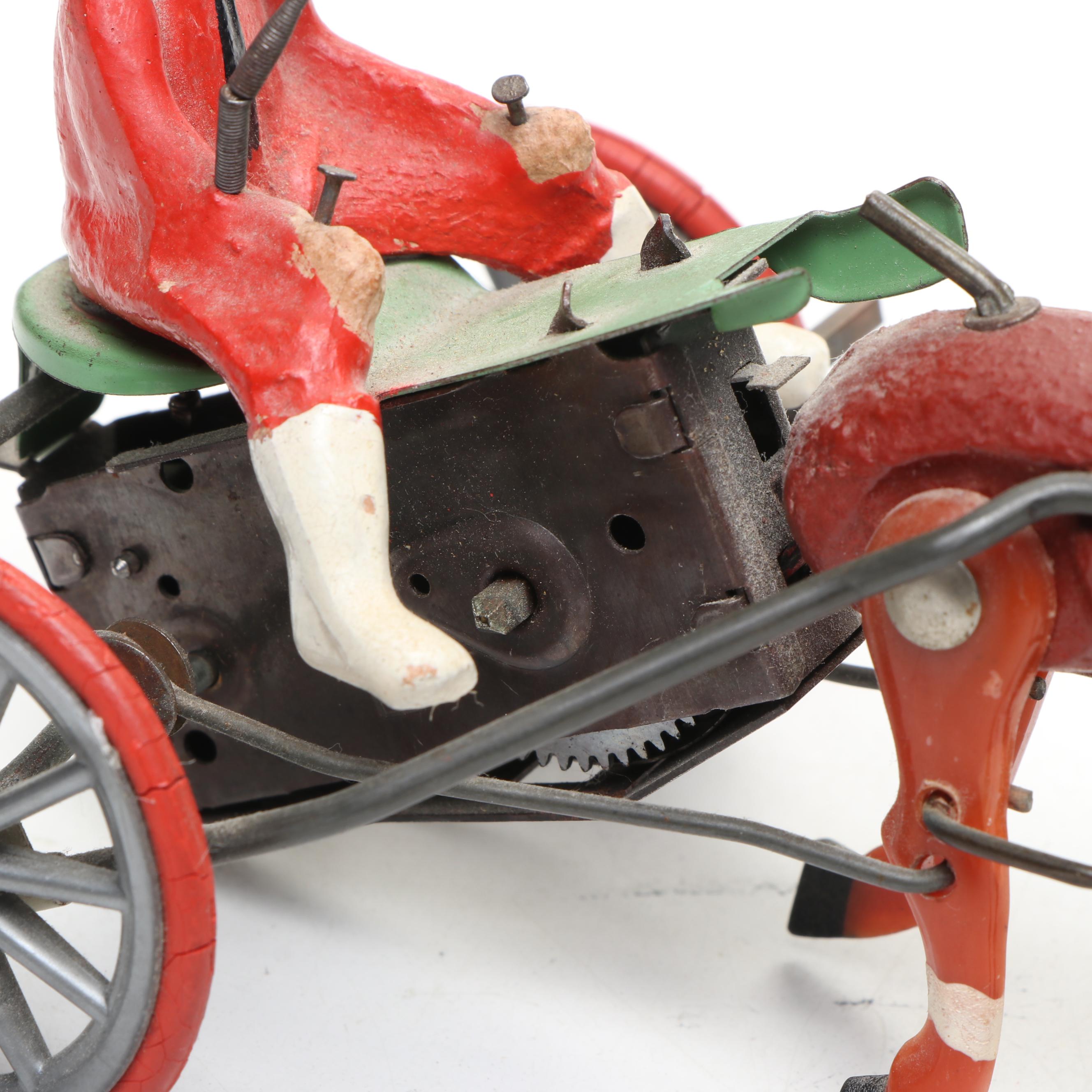 German Wind-Up Racing Horse and Jockey Toy