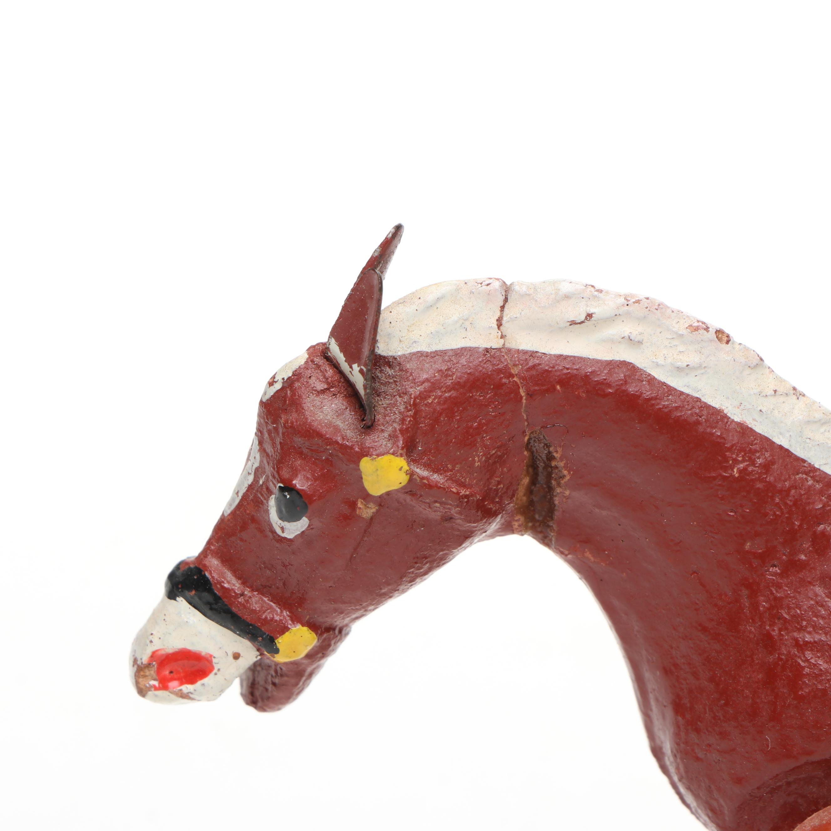 German Wind-Up Racing Horse and Jockey Toy