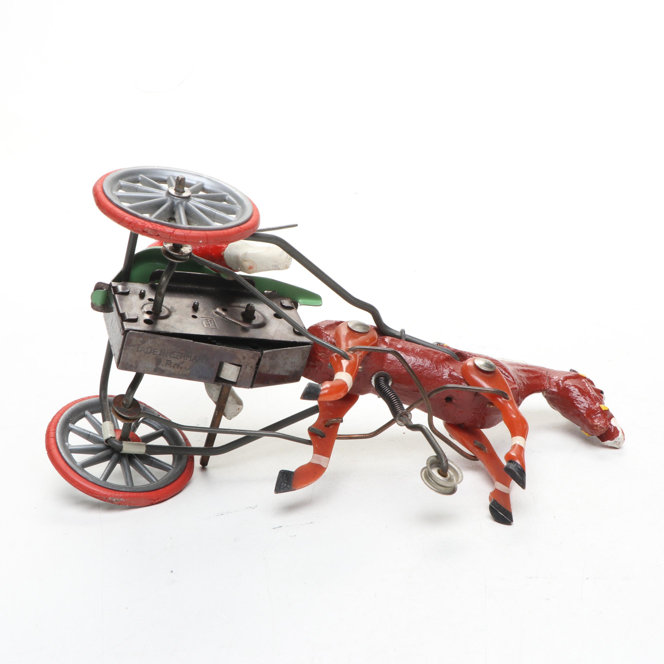 German Wind-Up Racing Horse and Jockey Toy