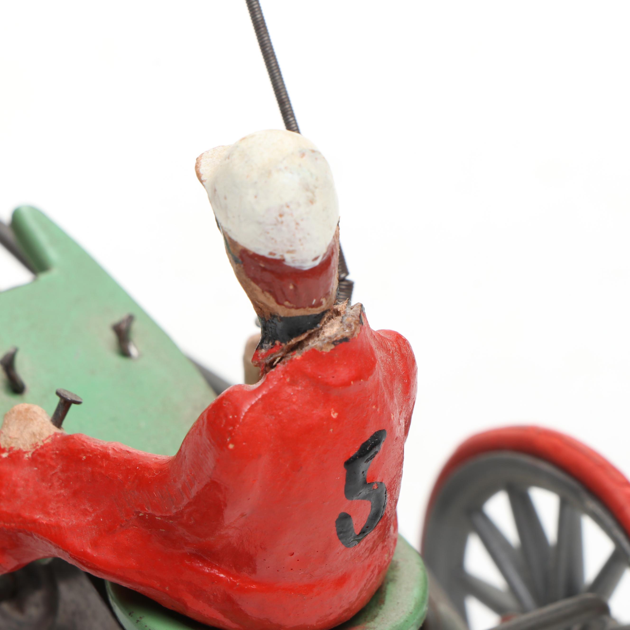 German Wind-Up Racing Horse and Jockey Toy