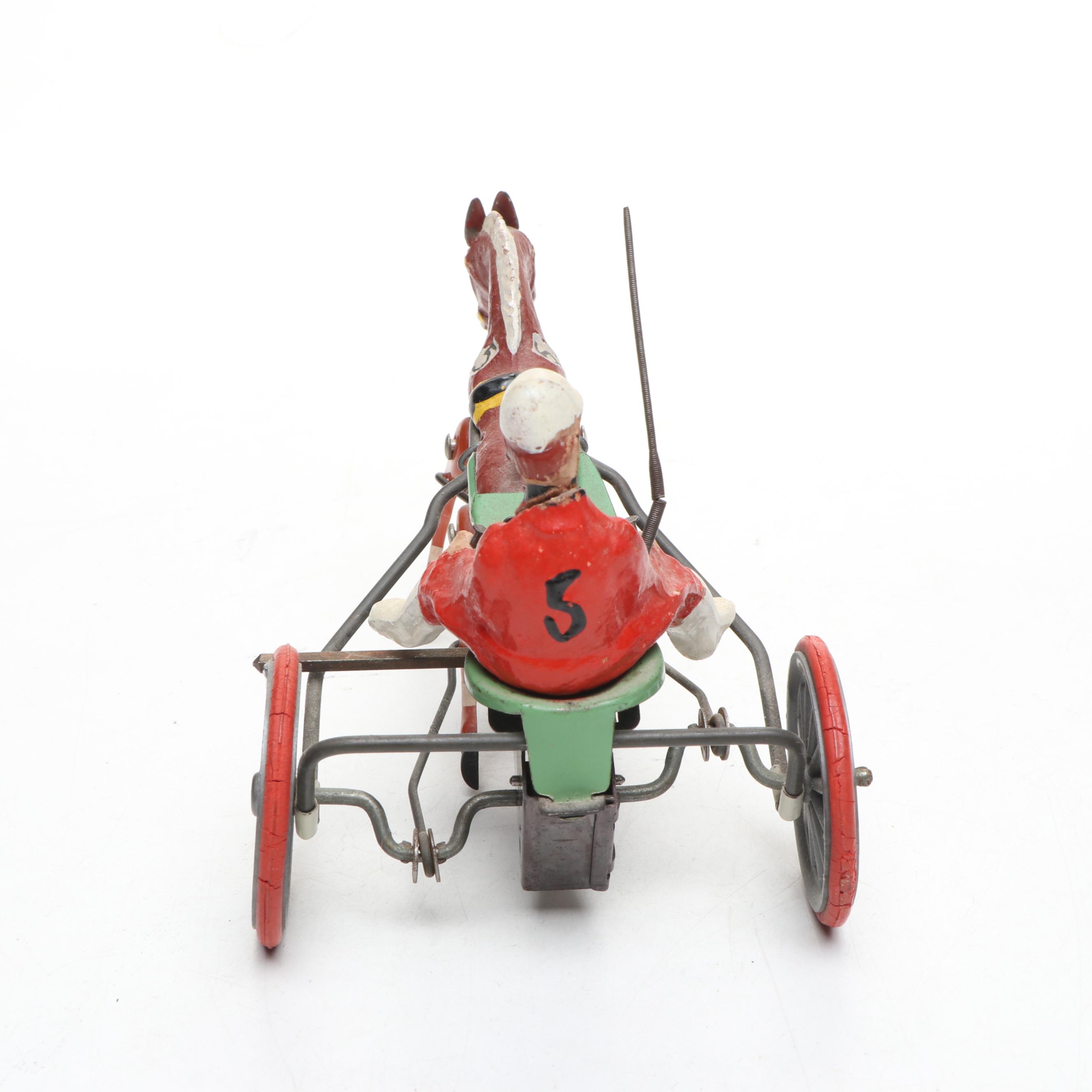 German Wind-Up Racing Horse and Jockey Toy