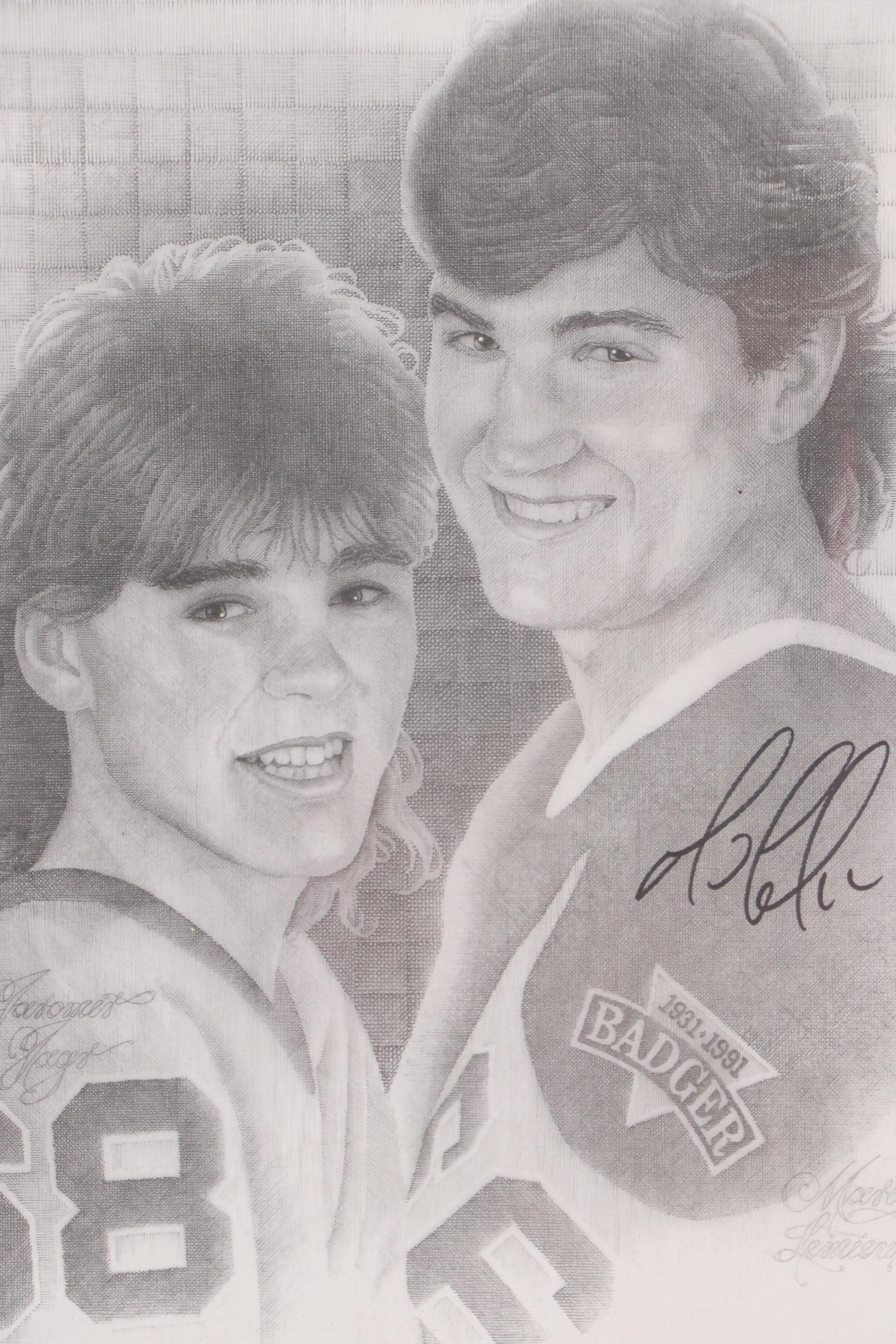 Mario Lemieux Signed Limited Edition Hockey Print Featuring Jaromir Jagr