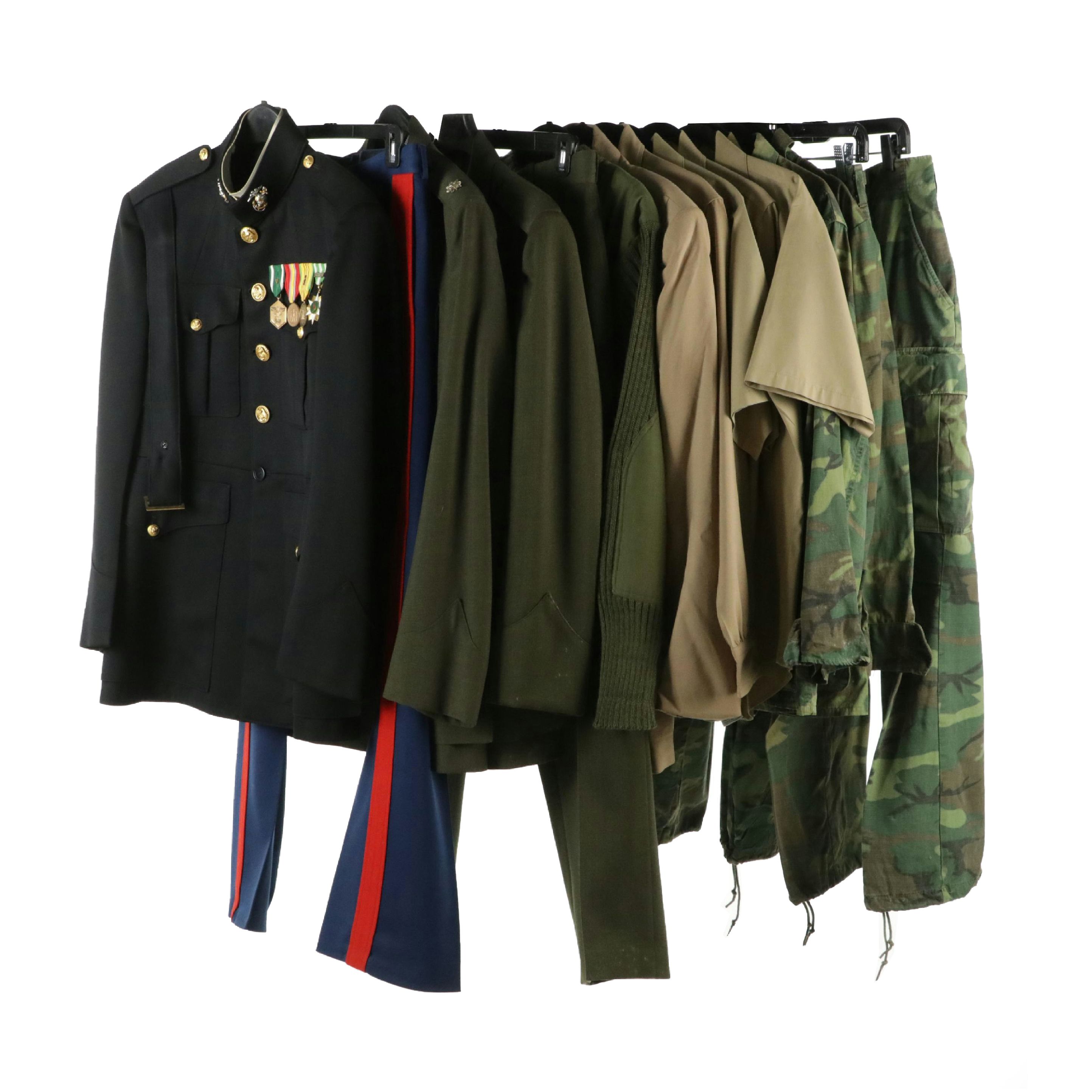 Vietnam Era USMC Blue Dress, Service, and Combat Utility/ERDL Uniforms