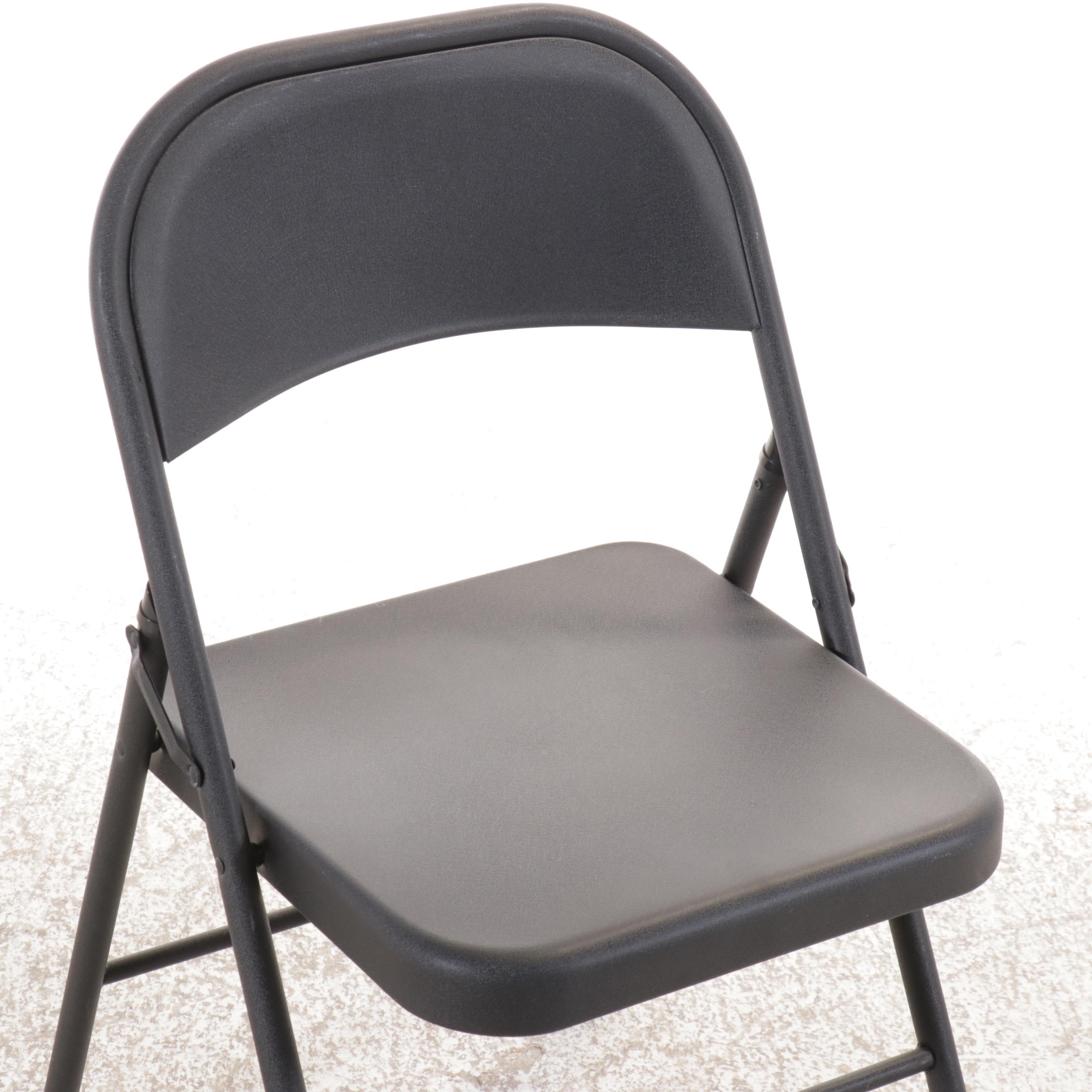 Set of Four Black Steel Folding Chairs