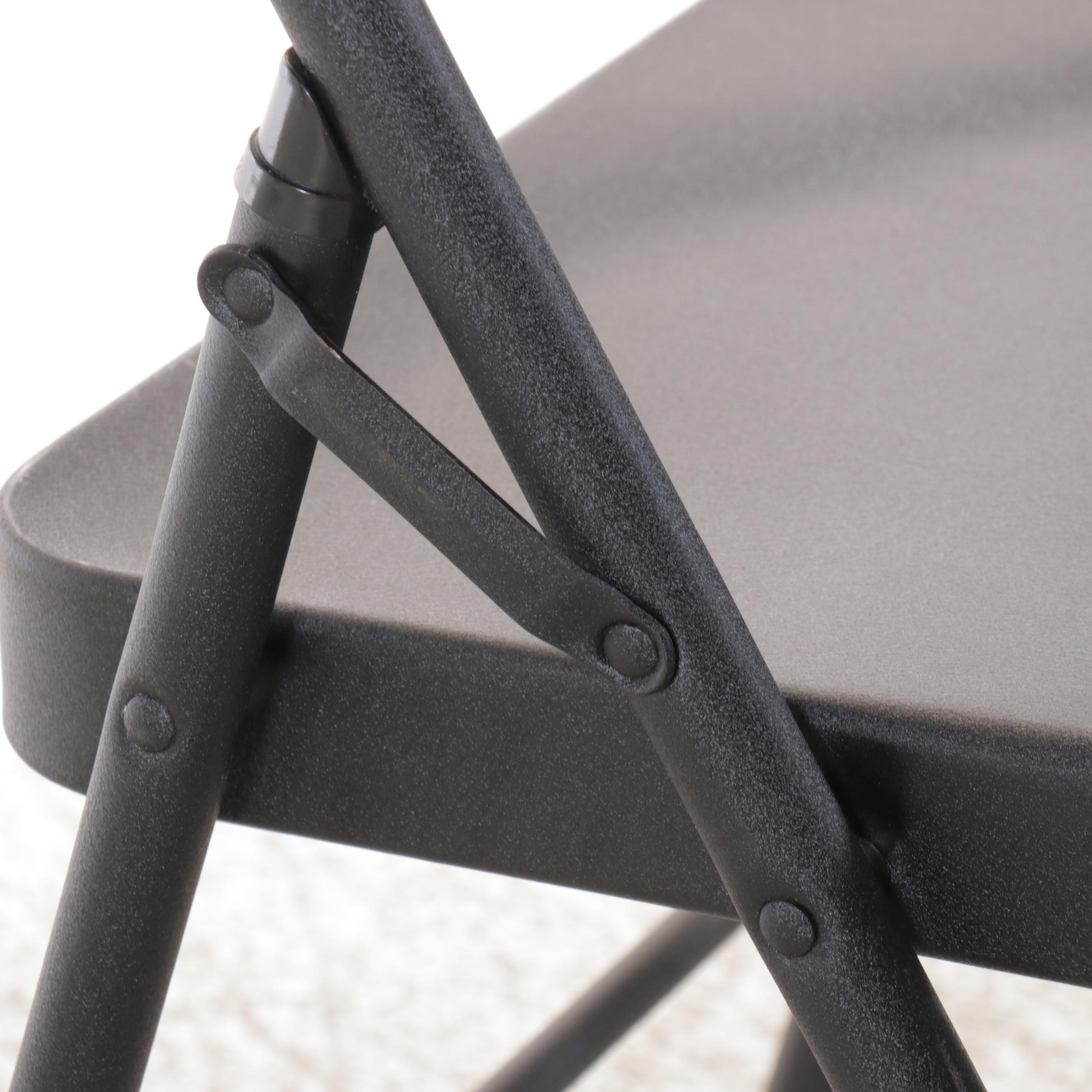 Set of Four Black Steel Folding Chairs