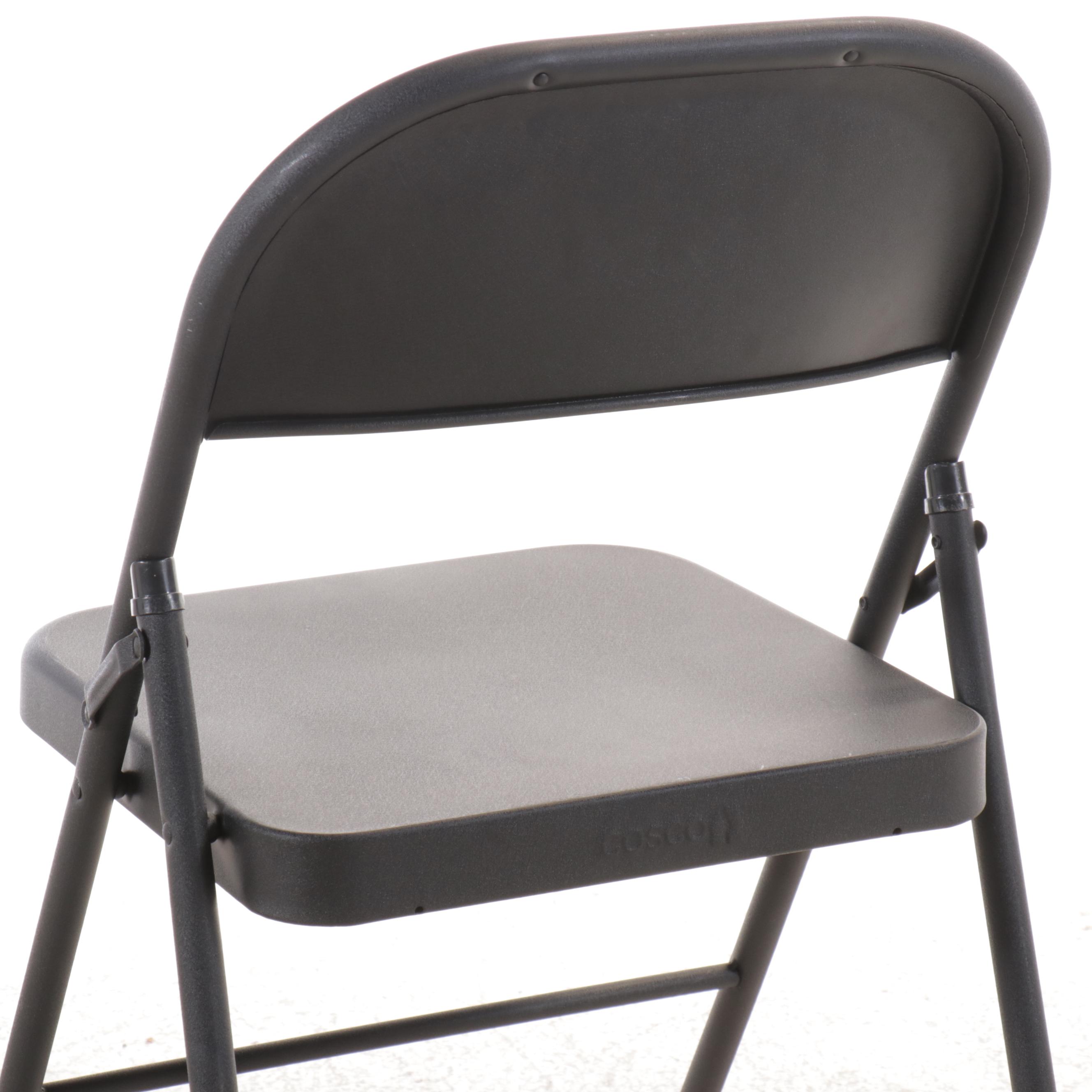 Set of Four Black Steel Folding Chairs