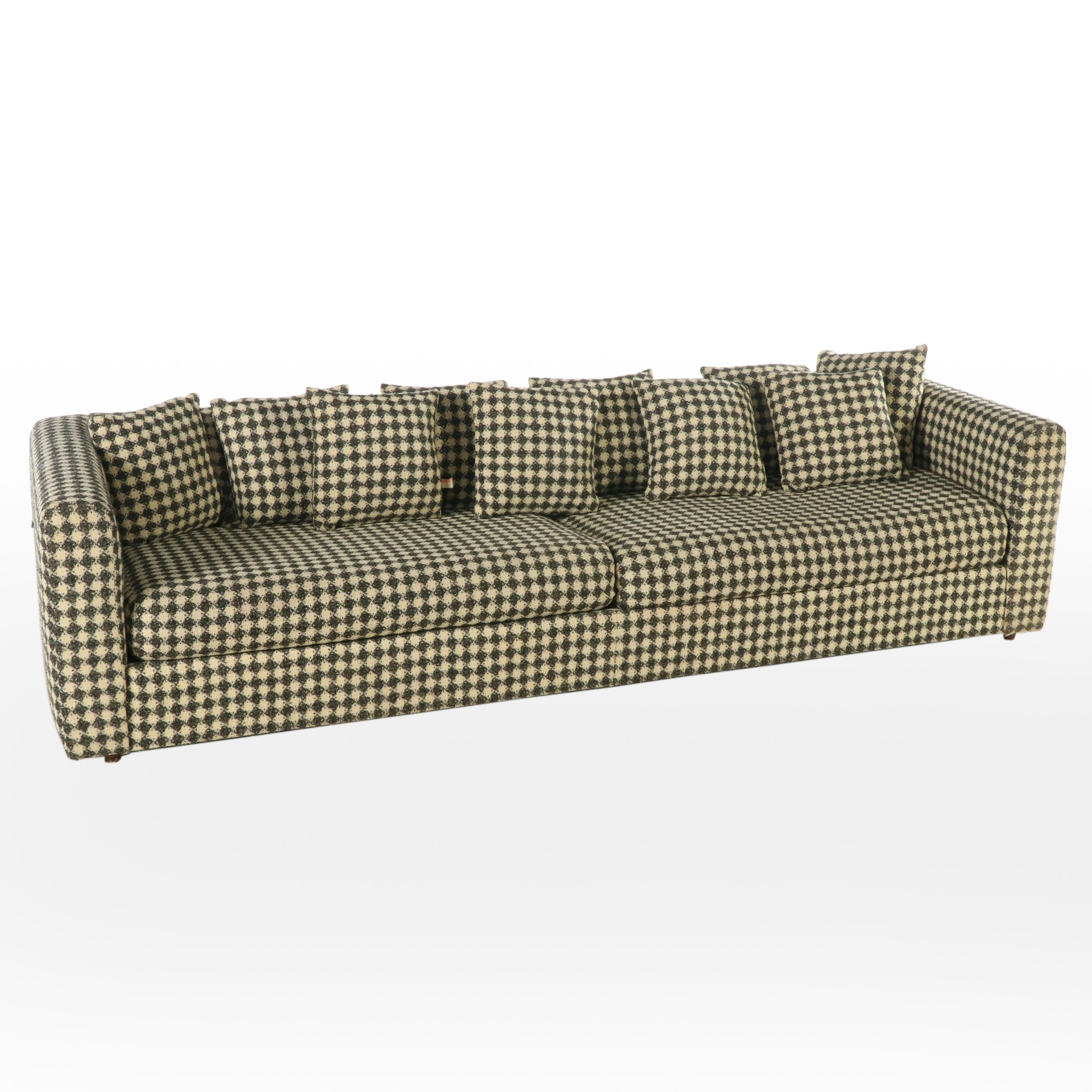 Rowe Furniture Mid Century Modern Woven Checkered Sofa