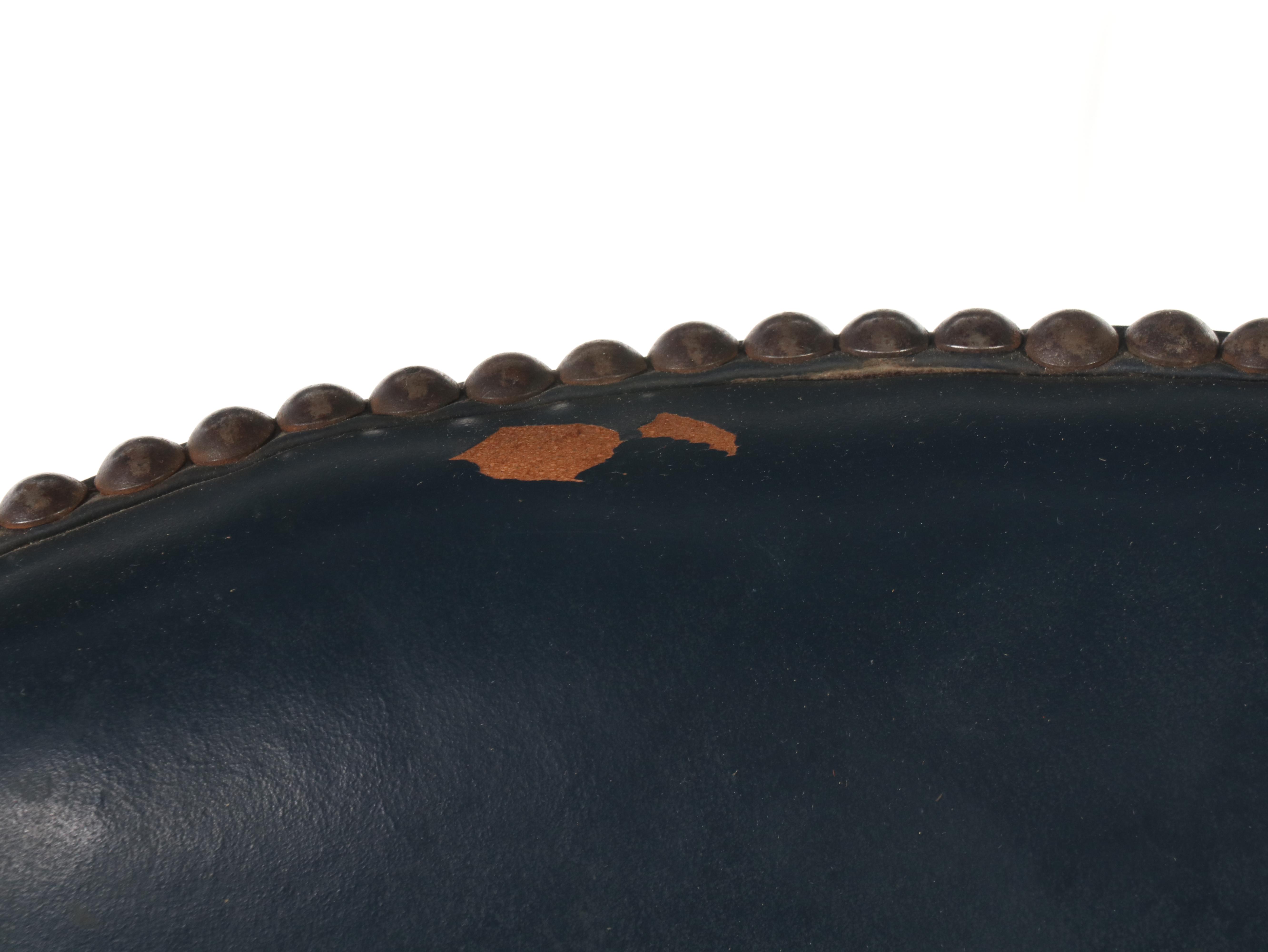 Leather Armchair with Nail Head Trim, Mid-20th Century