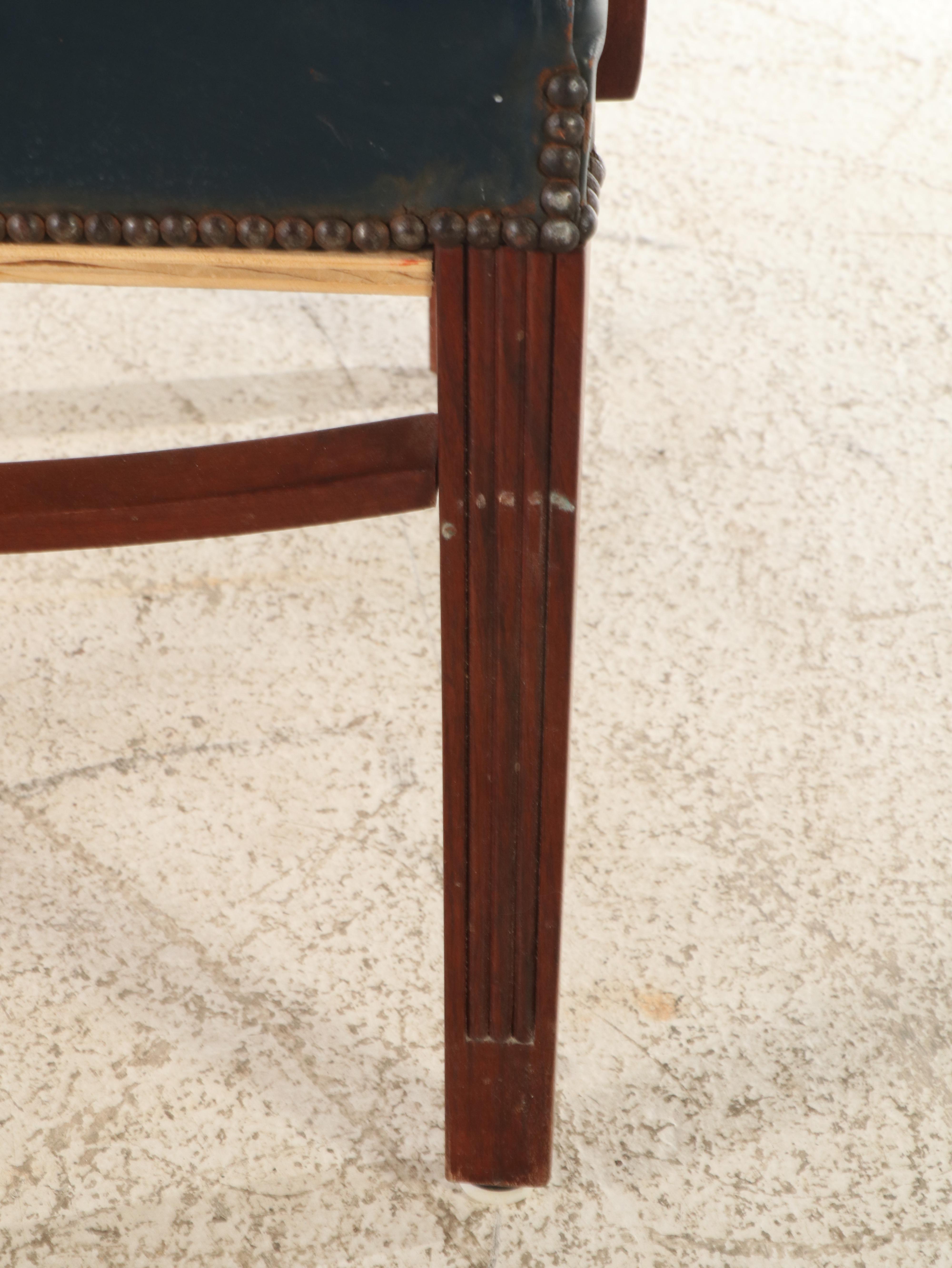 Leather Armchair with Nail Head Trim, Mid-20th Century