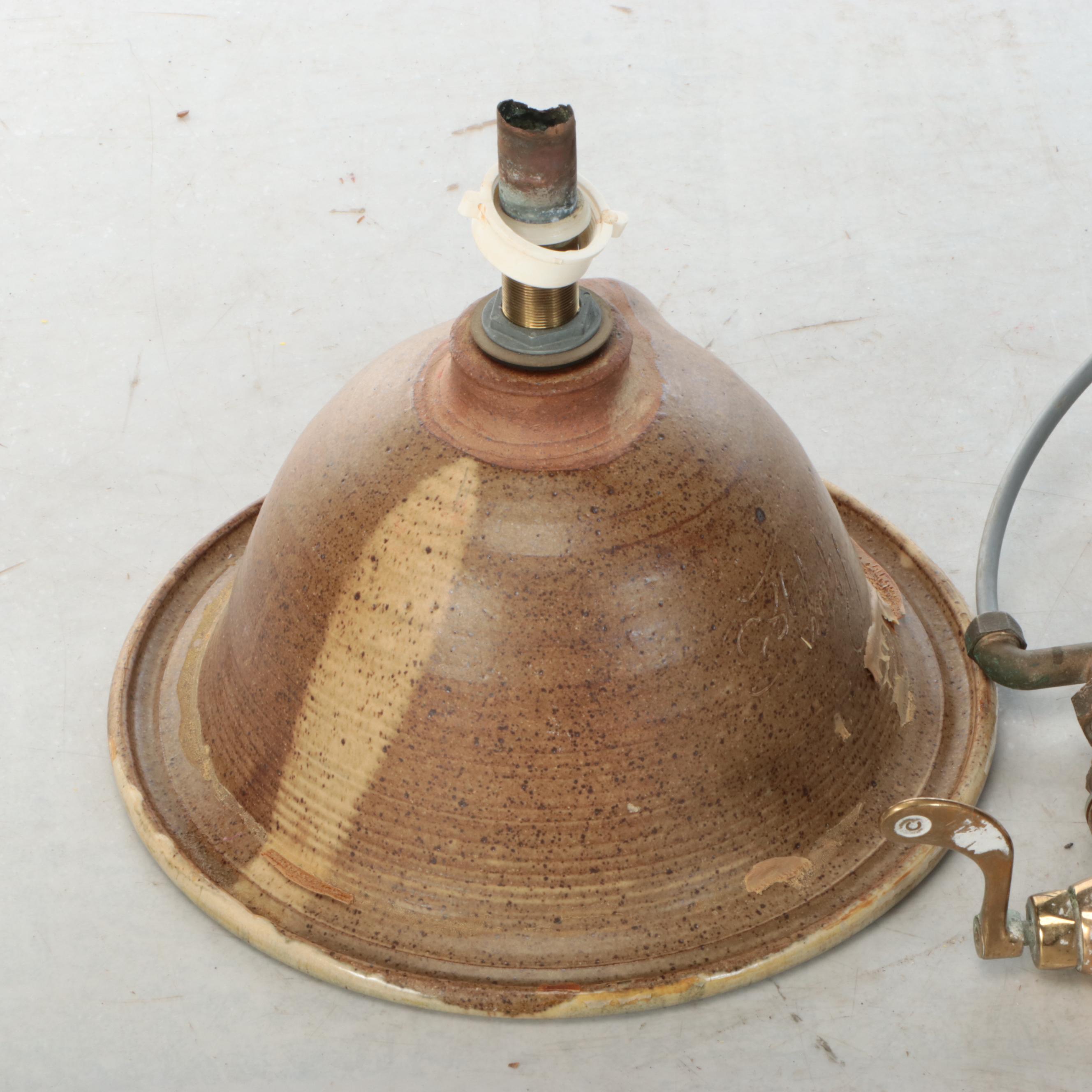 Signed Artist-Made Drop-In Sink with Brass Fixture