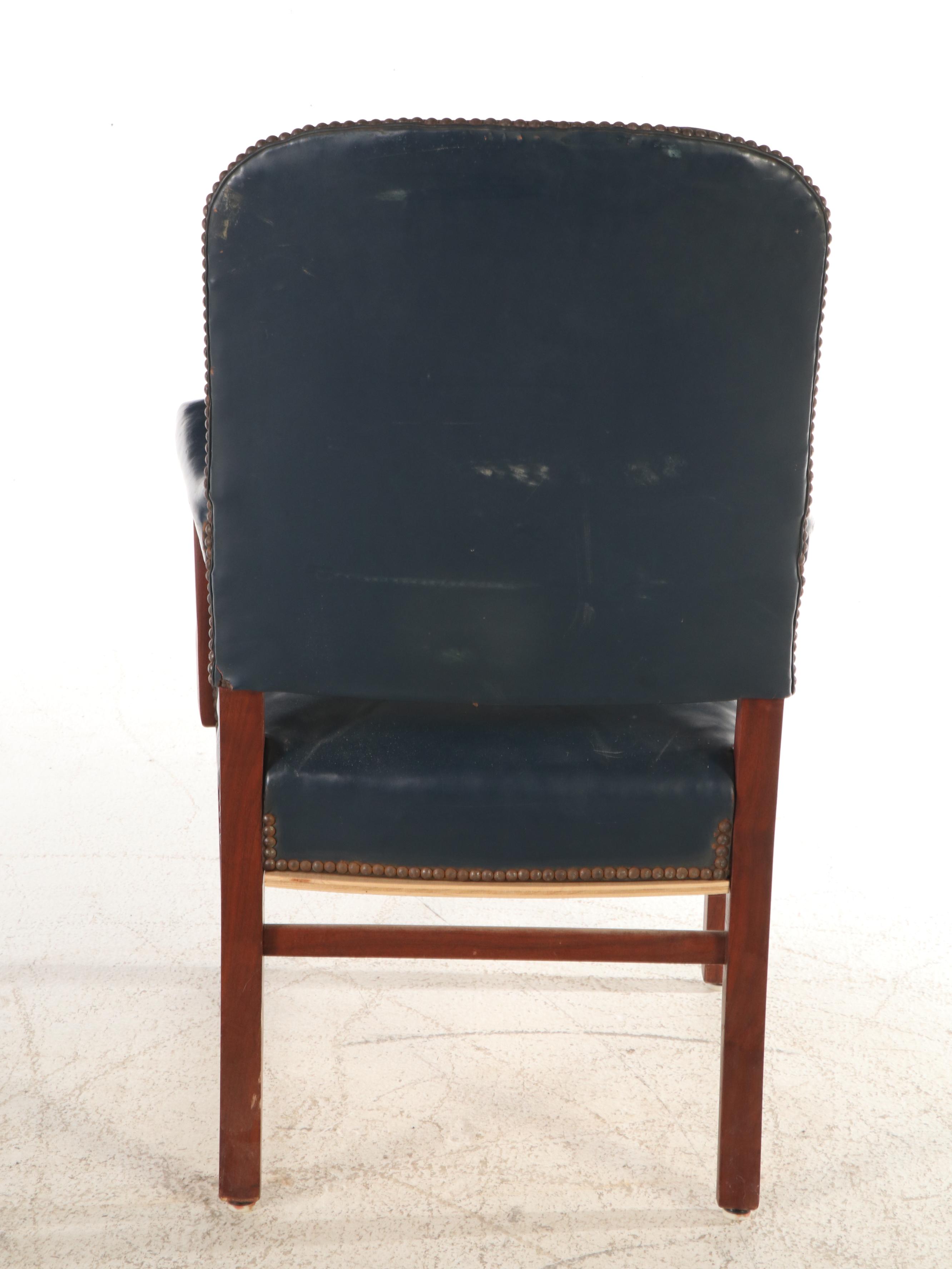Leather Armchair with Nail Head Trim, Mid-20th Century