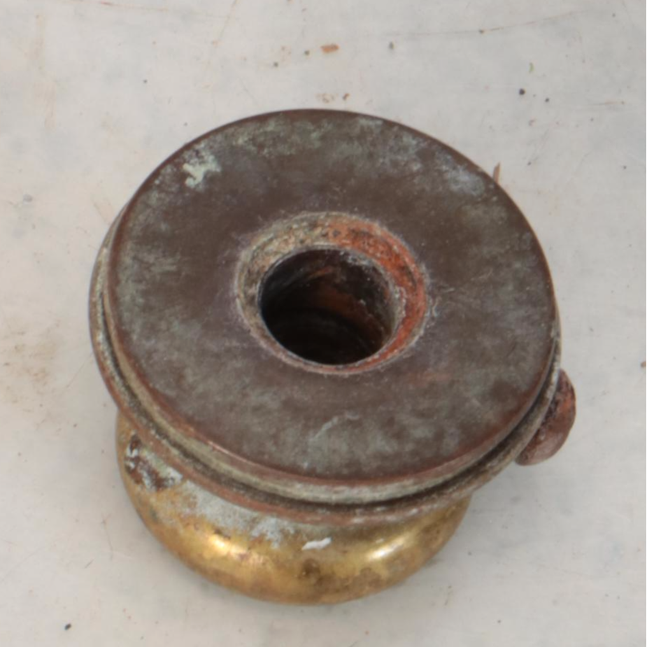 Signed Artist-Made Drop-In Sink with Brass Fixture