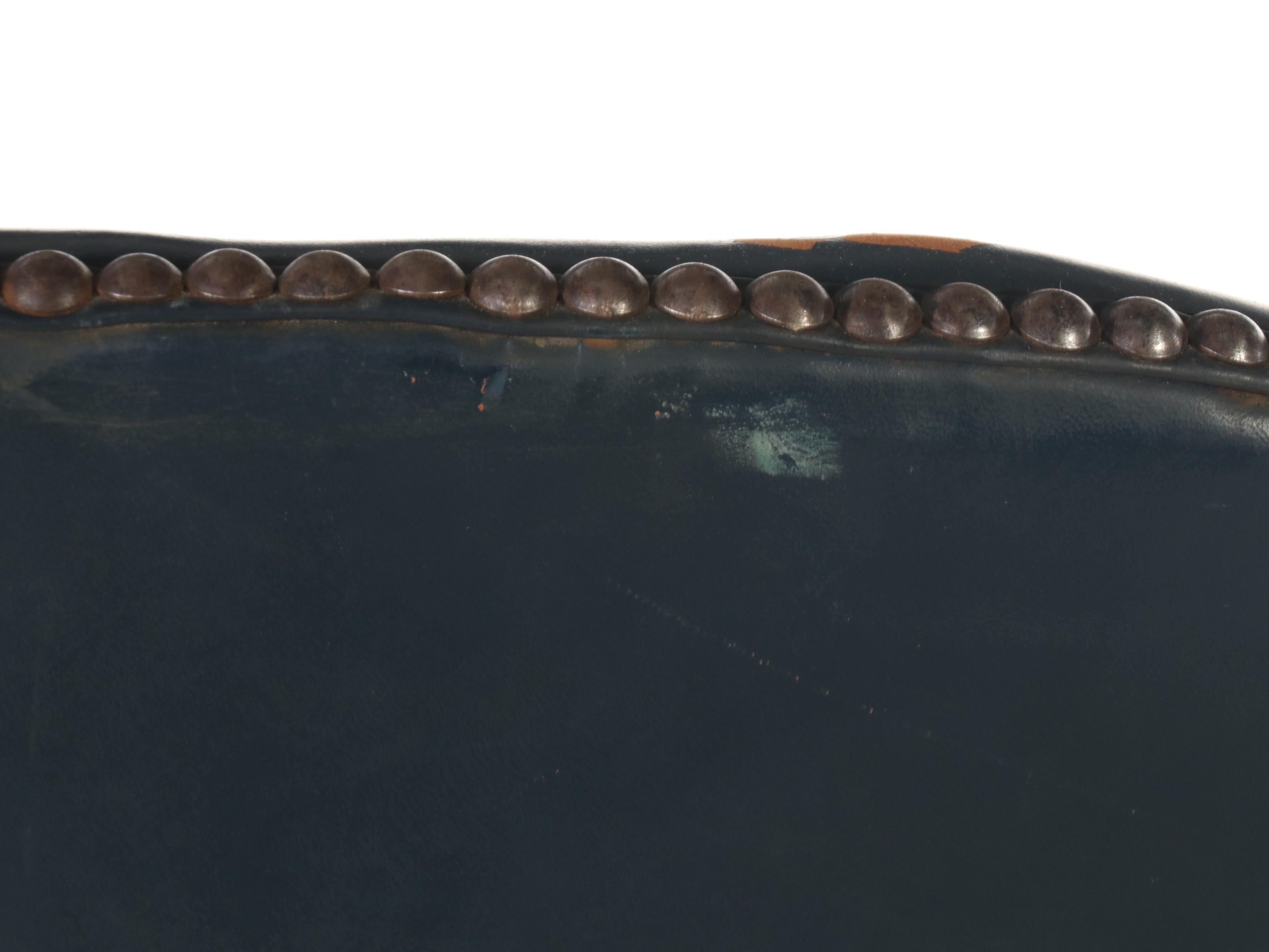 Leather Armchair with Nail Head Trim, Mid-20th Century