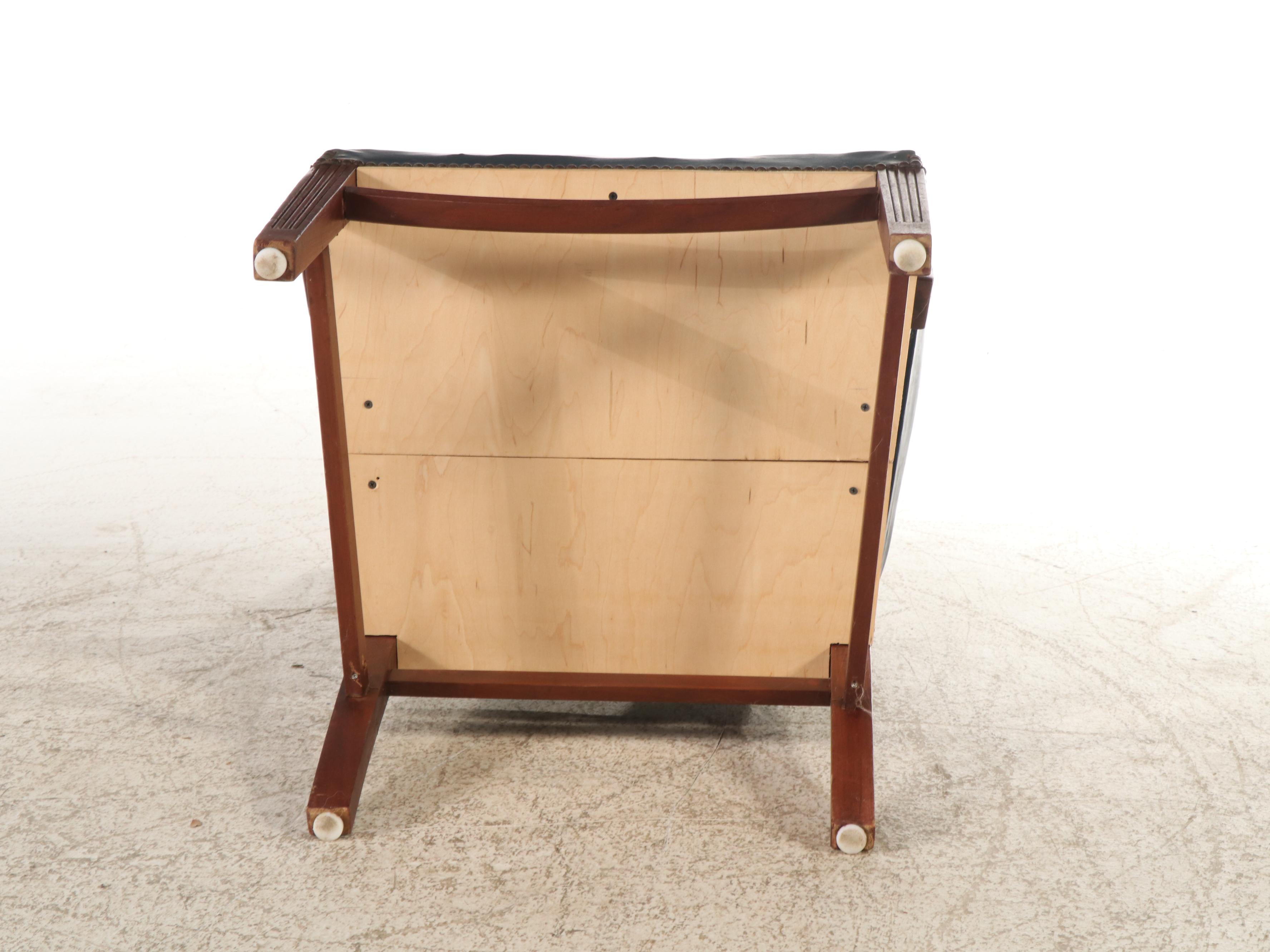 Leather Armchair with Nail Head Trim, Mid-20th Century