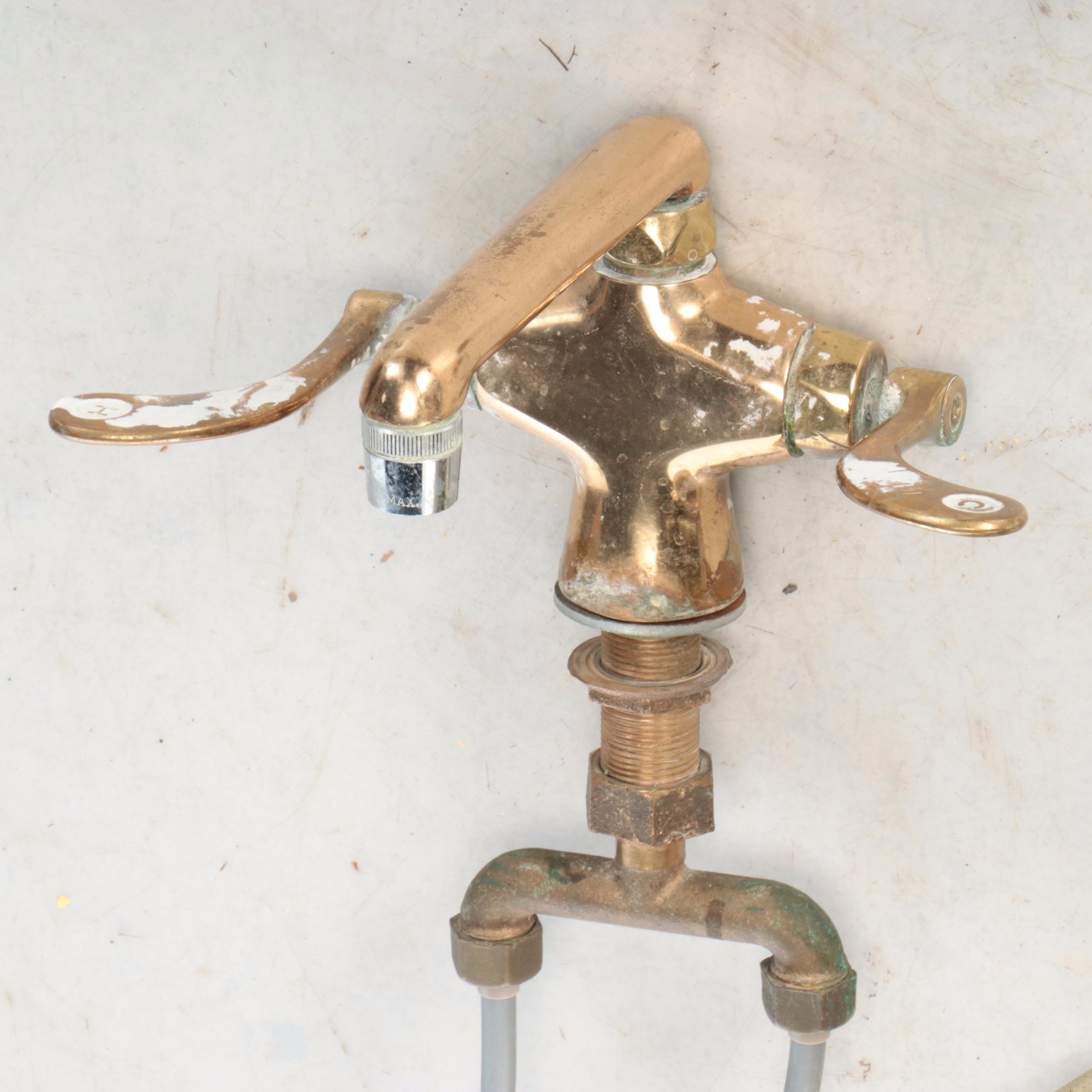 Signed Artist-Made Drop-In Sink with Brass Fixture