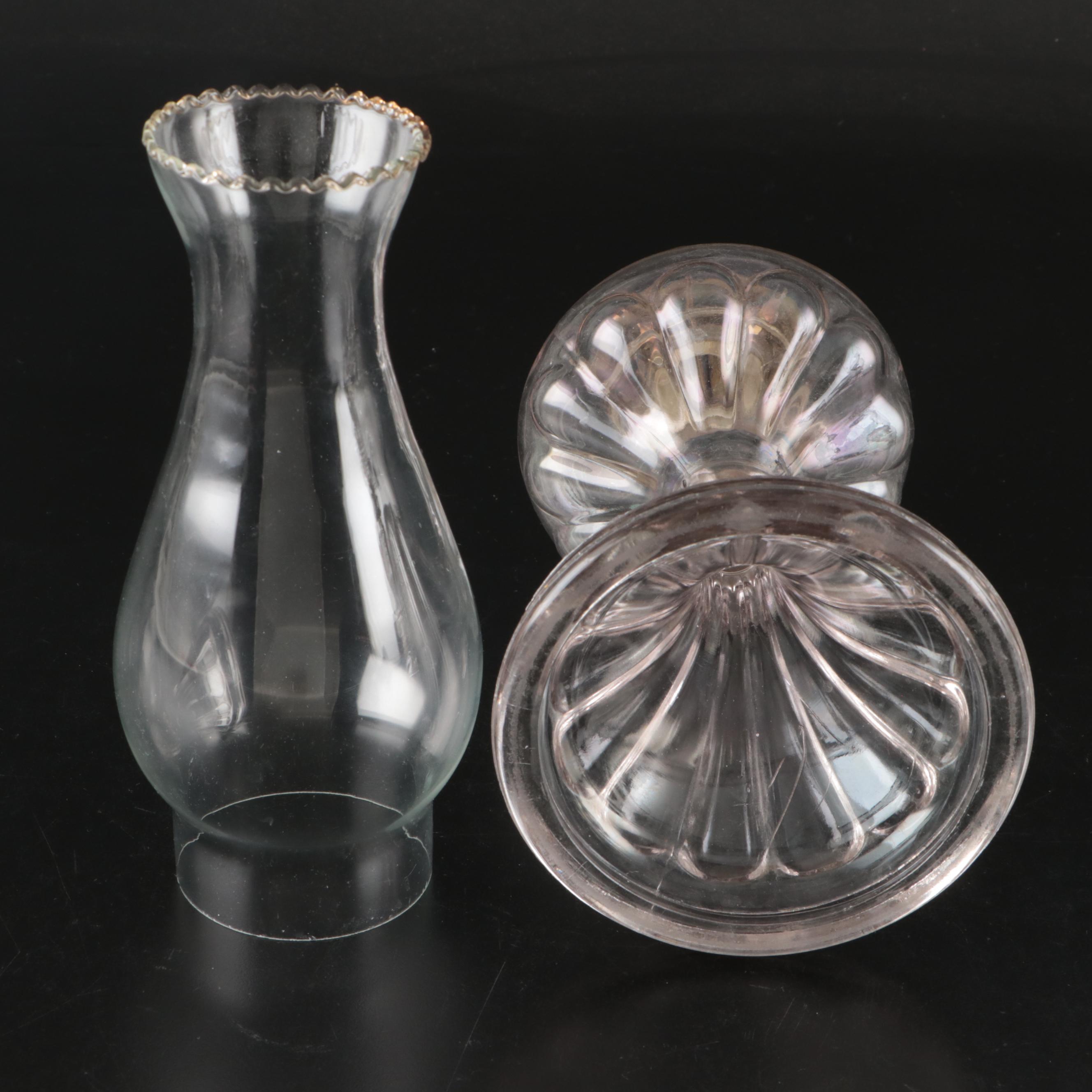 Three Pressed Glass Oil Lamps, 19th Century
