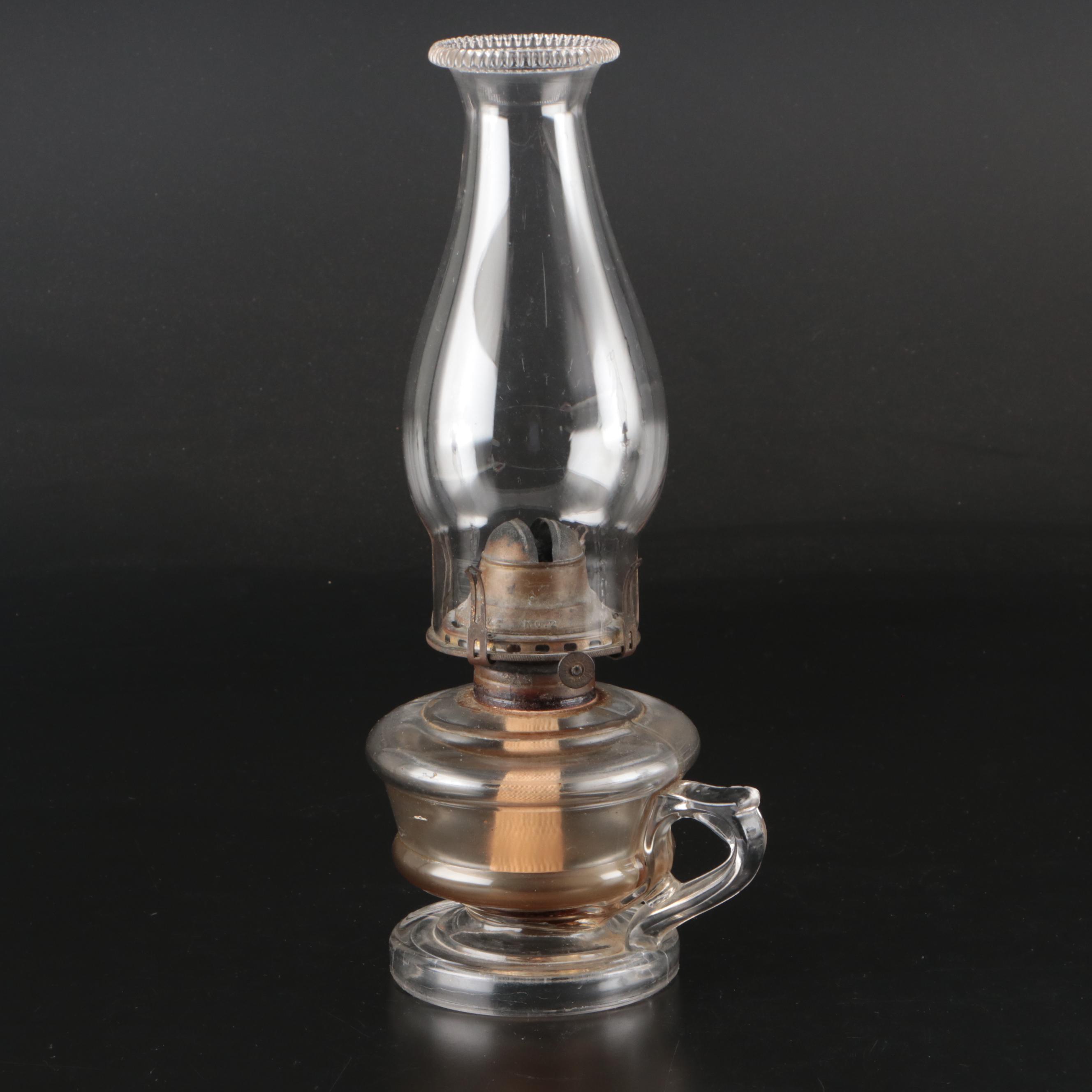 Three Pressed Glass Oil Lamps, 19th Century
