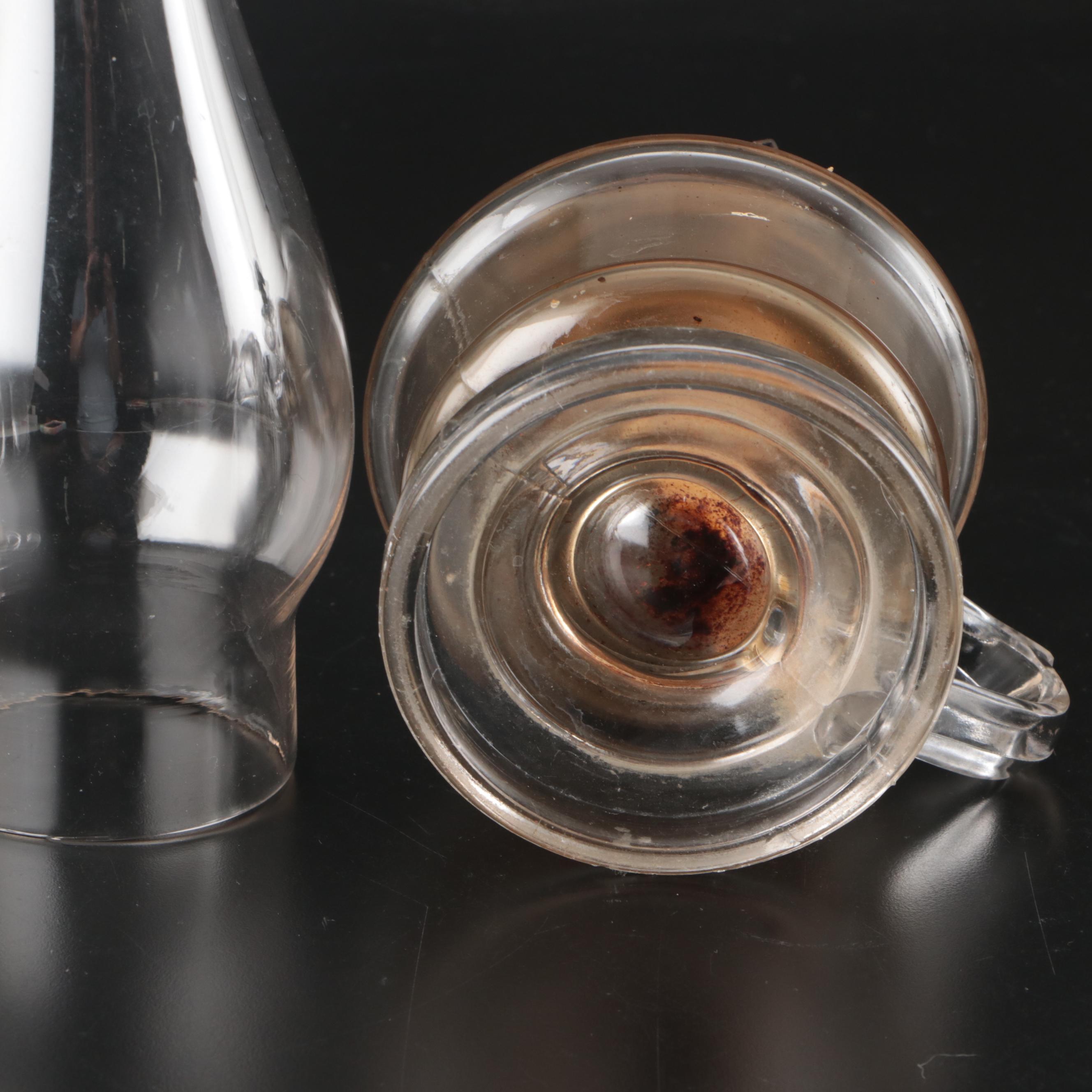 Three Pressed Glass Oil Lamps, 19th Century