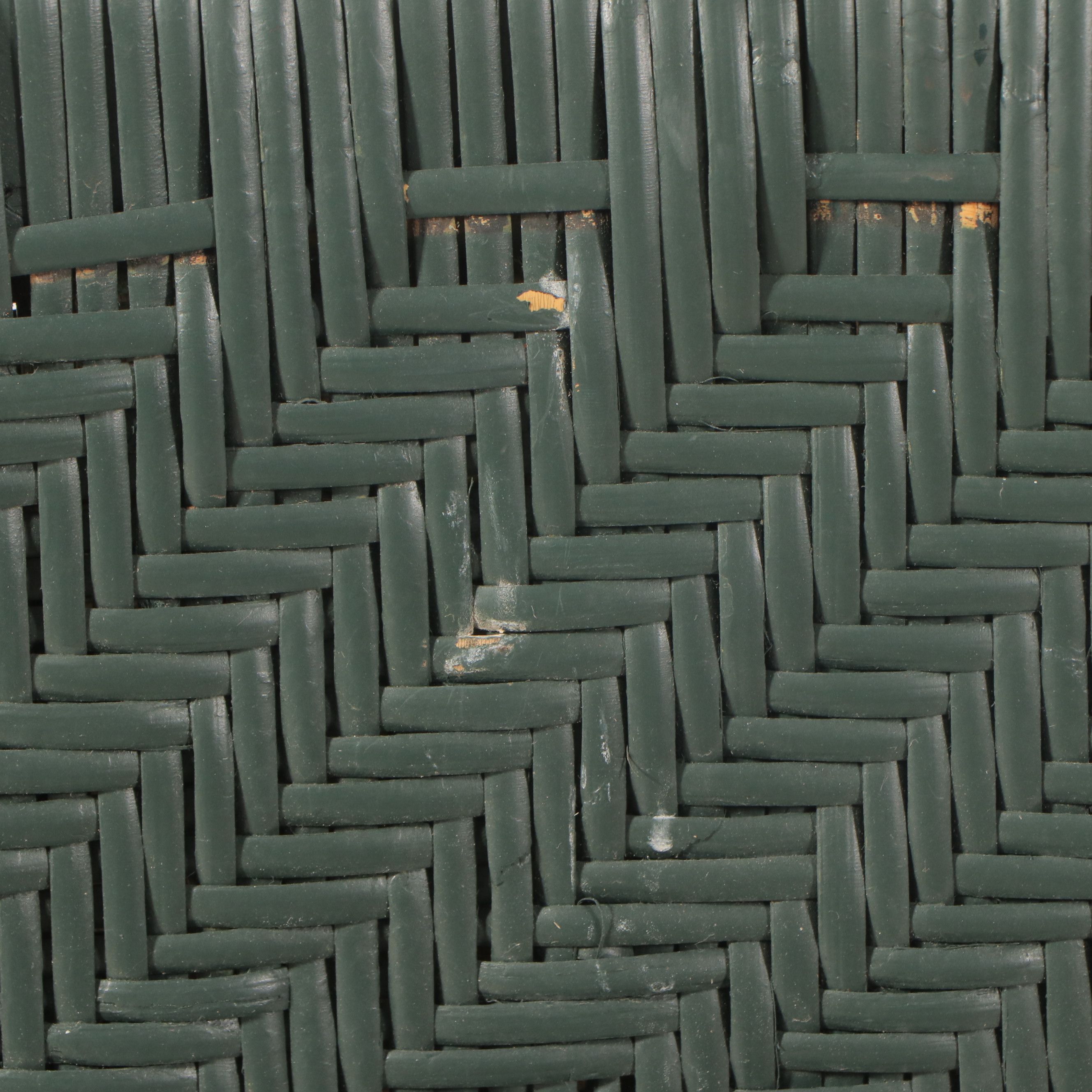 Green Painted Wood Rocking Chair with Woven Seat and Back