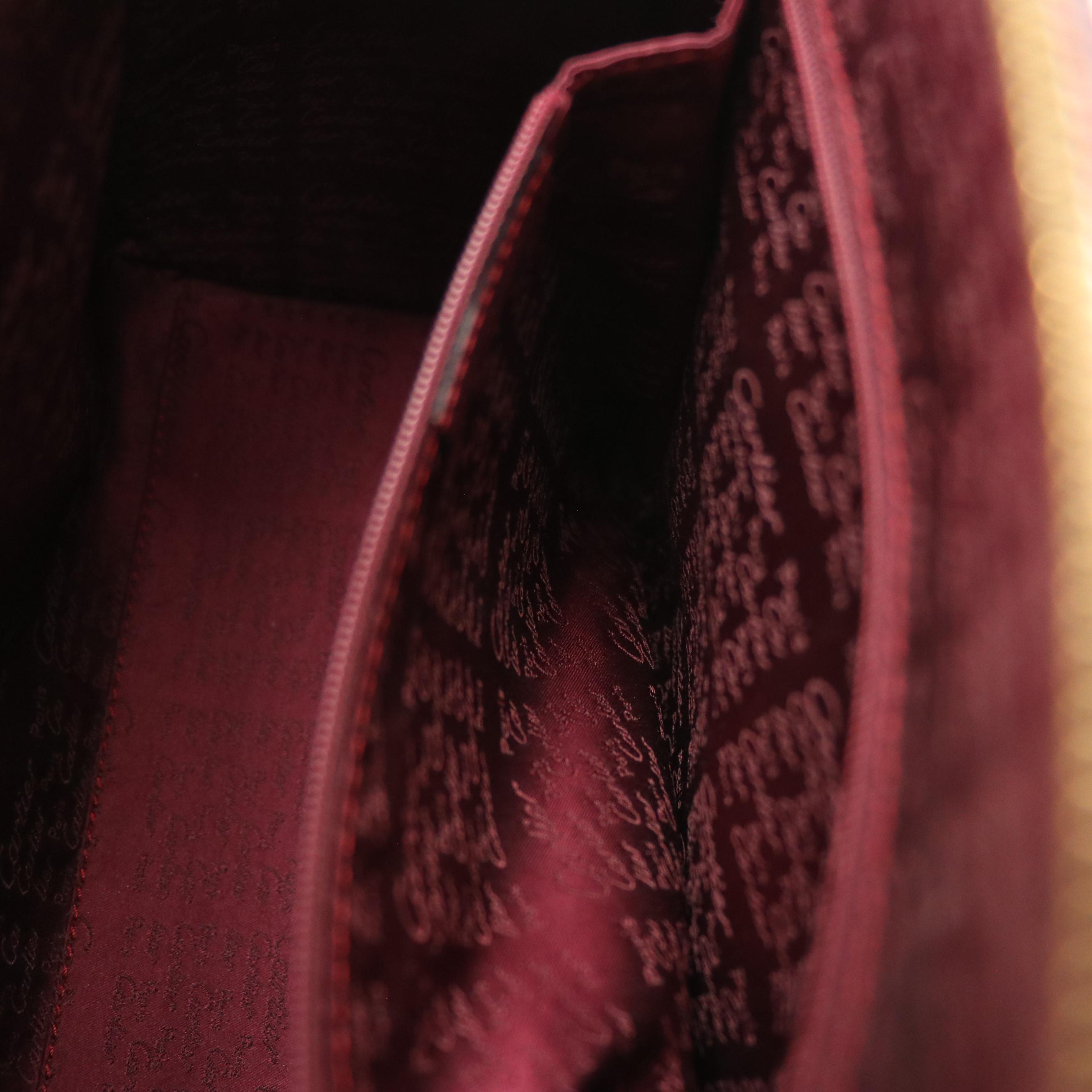 Cartier Burgundy Textured Leather Boston Bag
