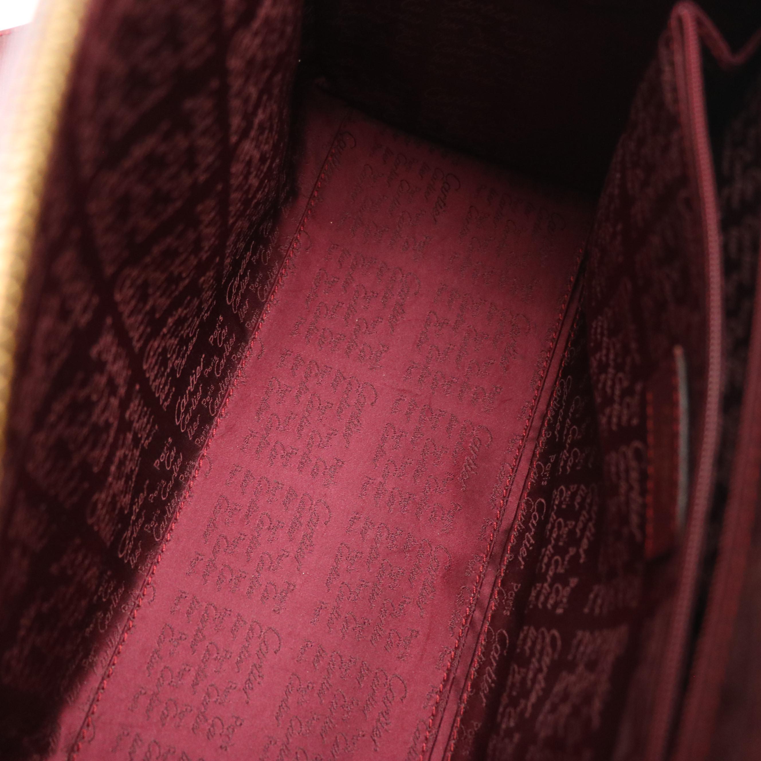 Cartier Burgundy Textured Leather Boston Bag